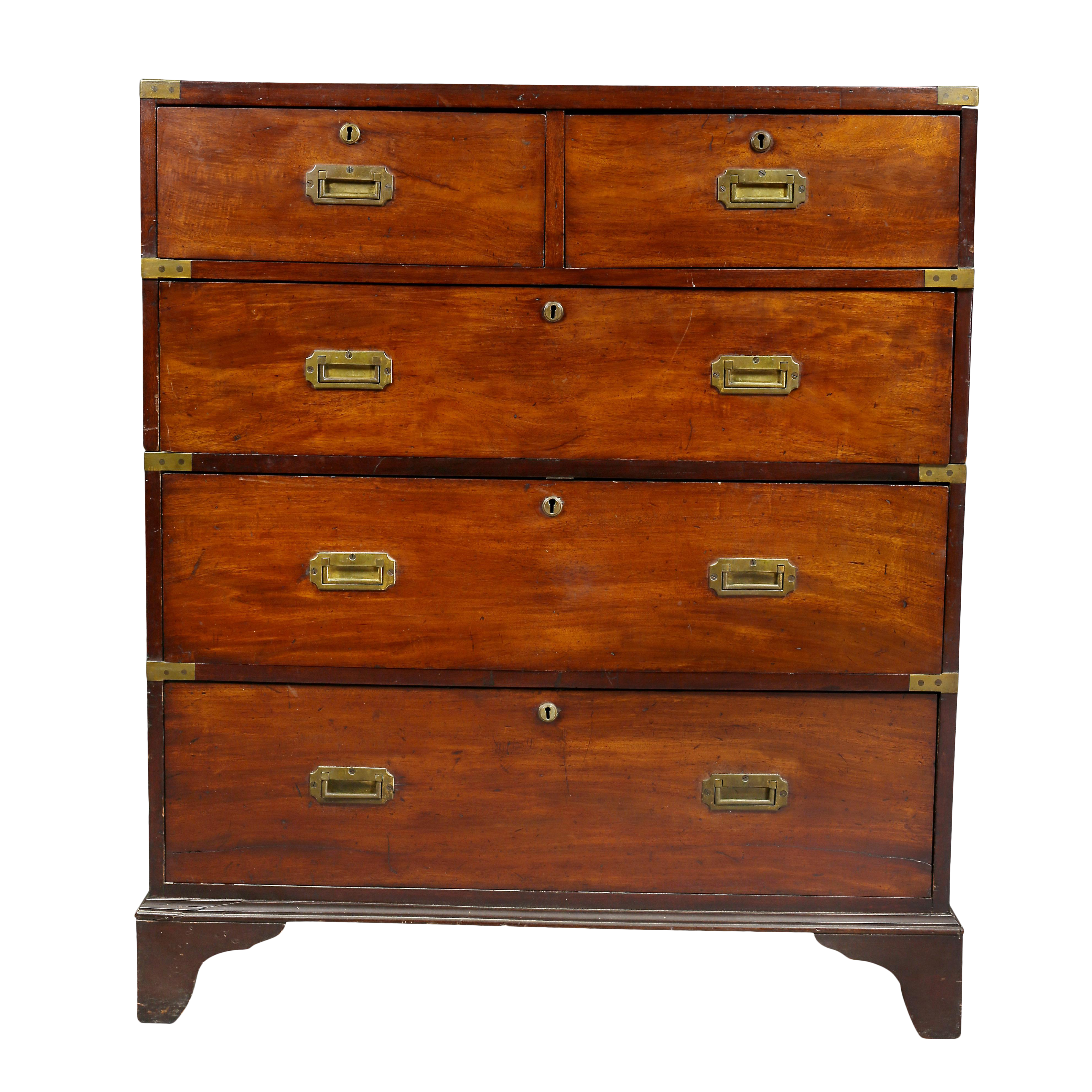 Irish Early Victorian Campaign Mahogany Chest By Ross And Company