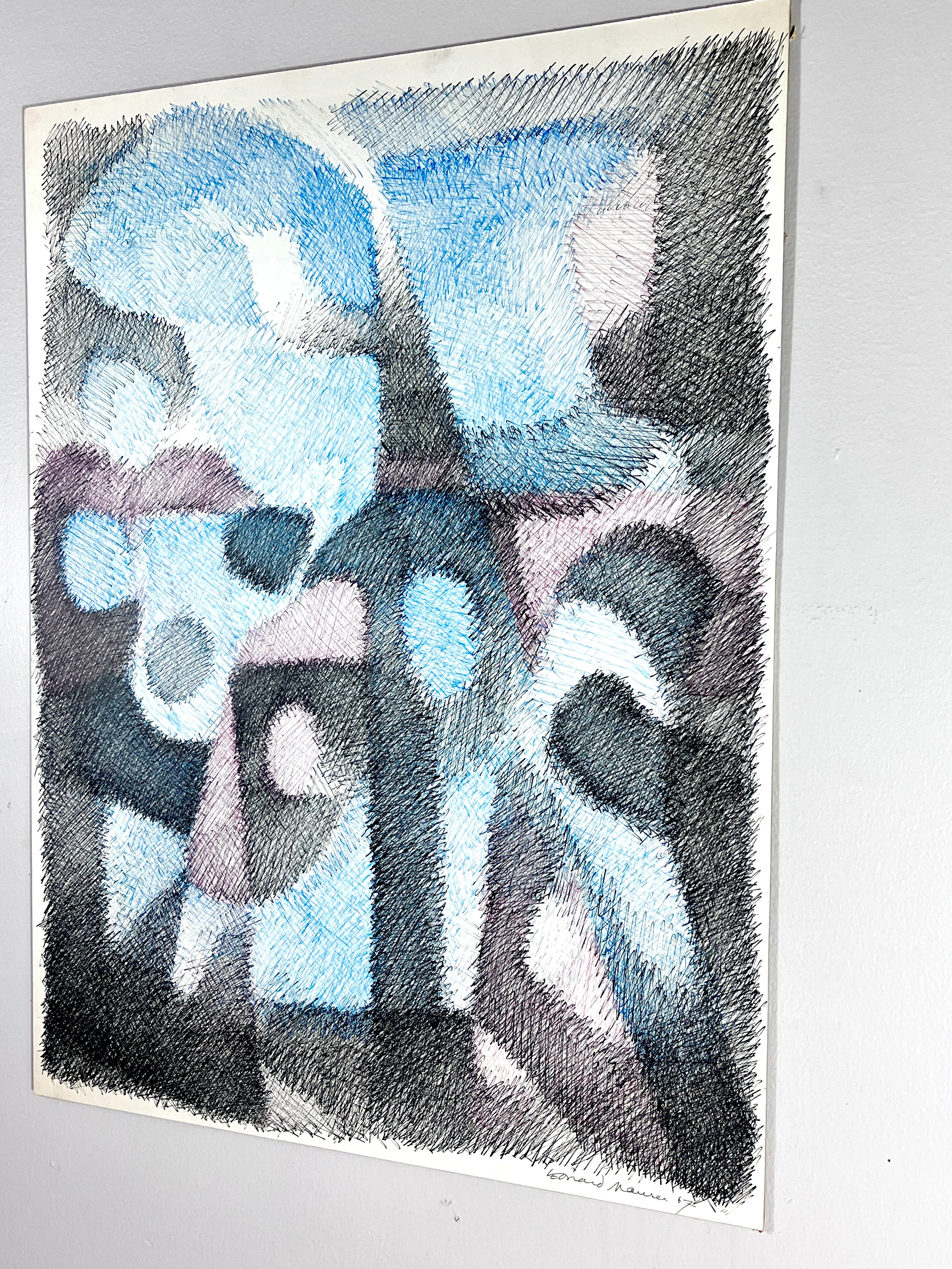 1967 Leonard Maurer Abstract Op Art Ink Drawing | Chairish