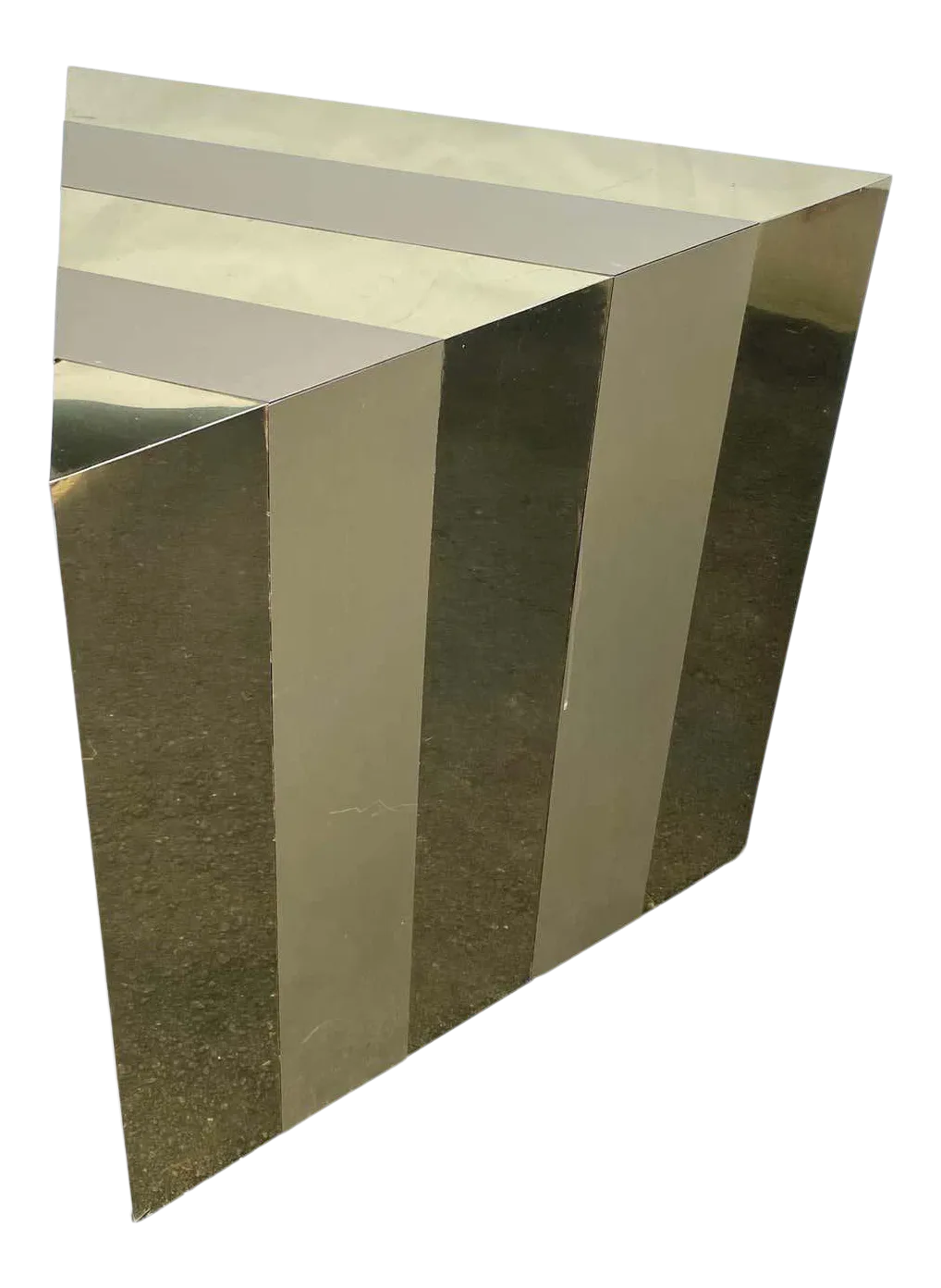 Paul Evans Style MidCentury Modern Gold Cityscape Triangular End Side Table Chairish