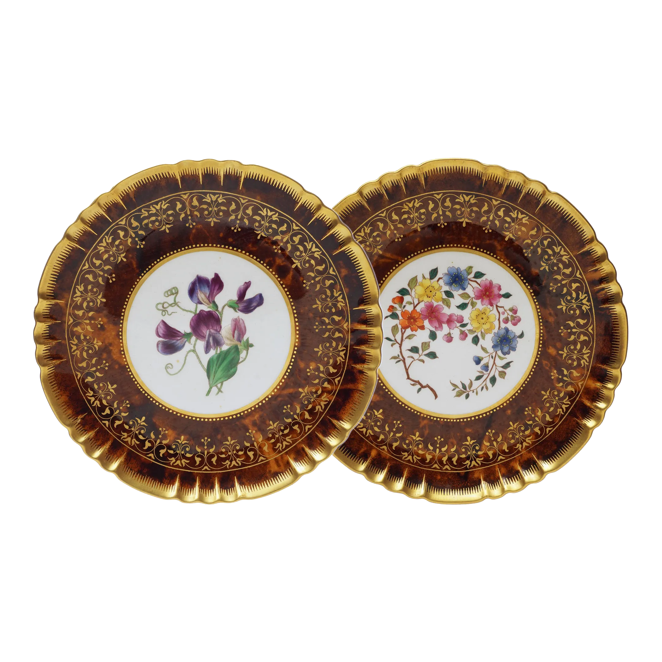 Antique Minton Cabinet Plate Tortoiseshell Glaze Minton Botanical
