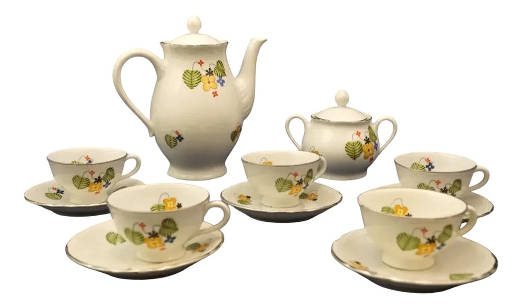 Vintage Art Deco Porcelain Tea Set by the Richard Ginori Factory