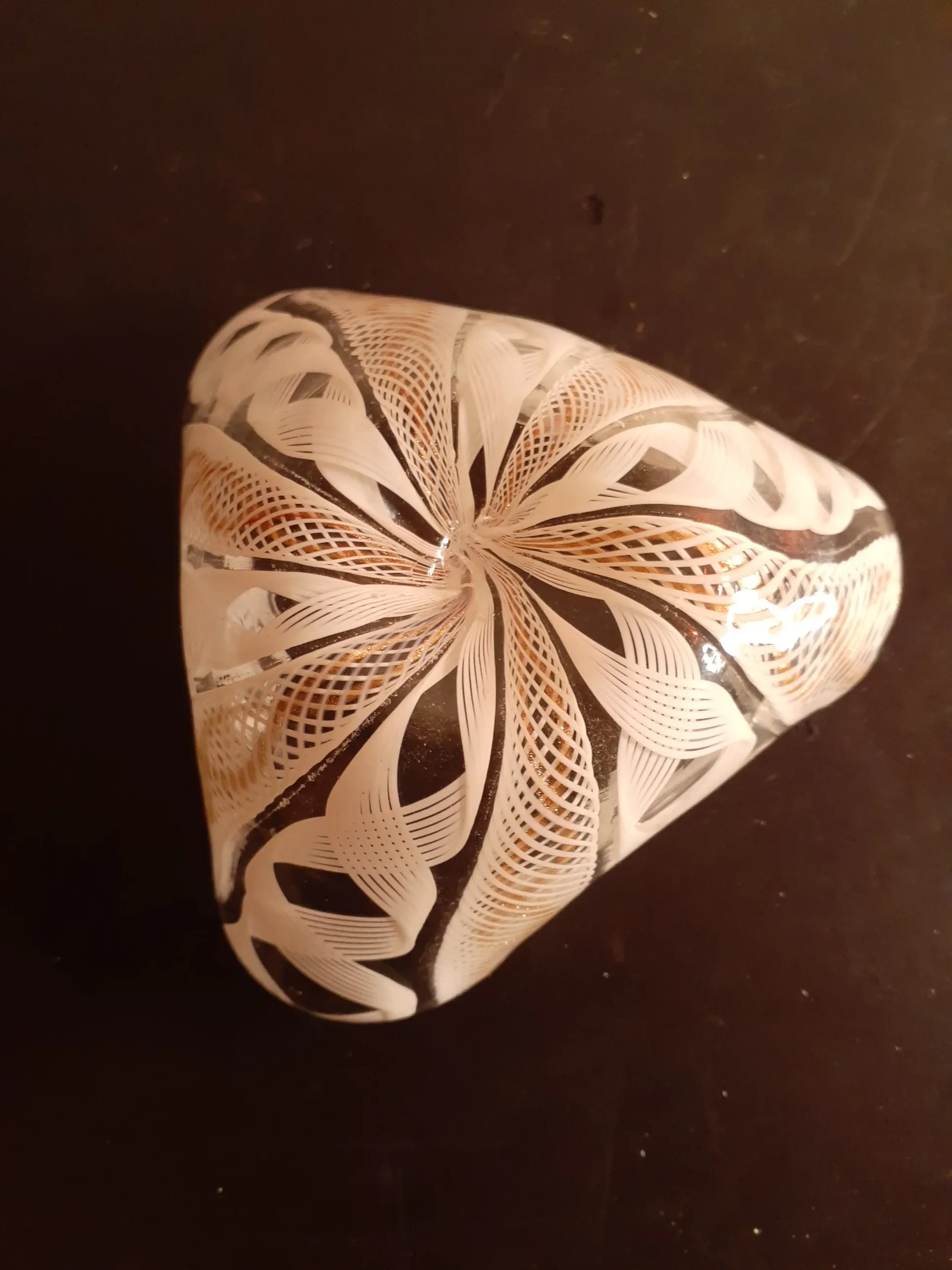 Vintage Alfredo Barbini Style Murano Italy Latticino Glass Trinket