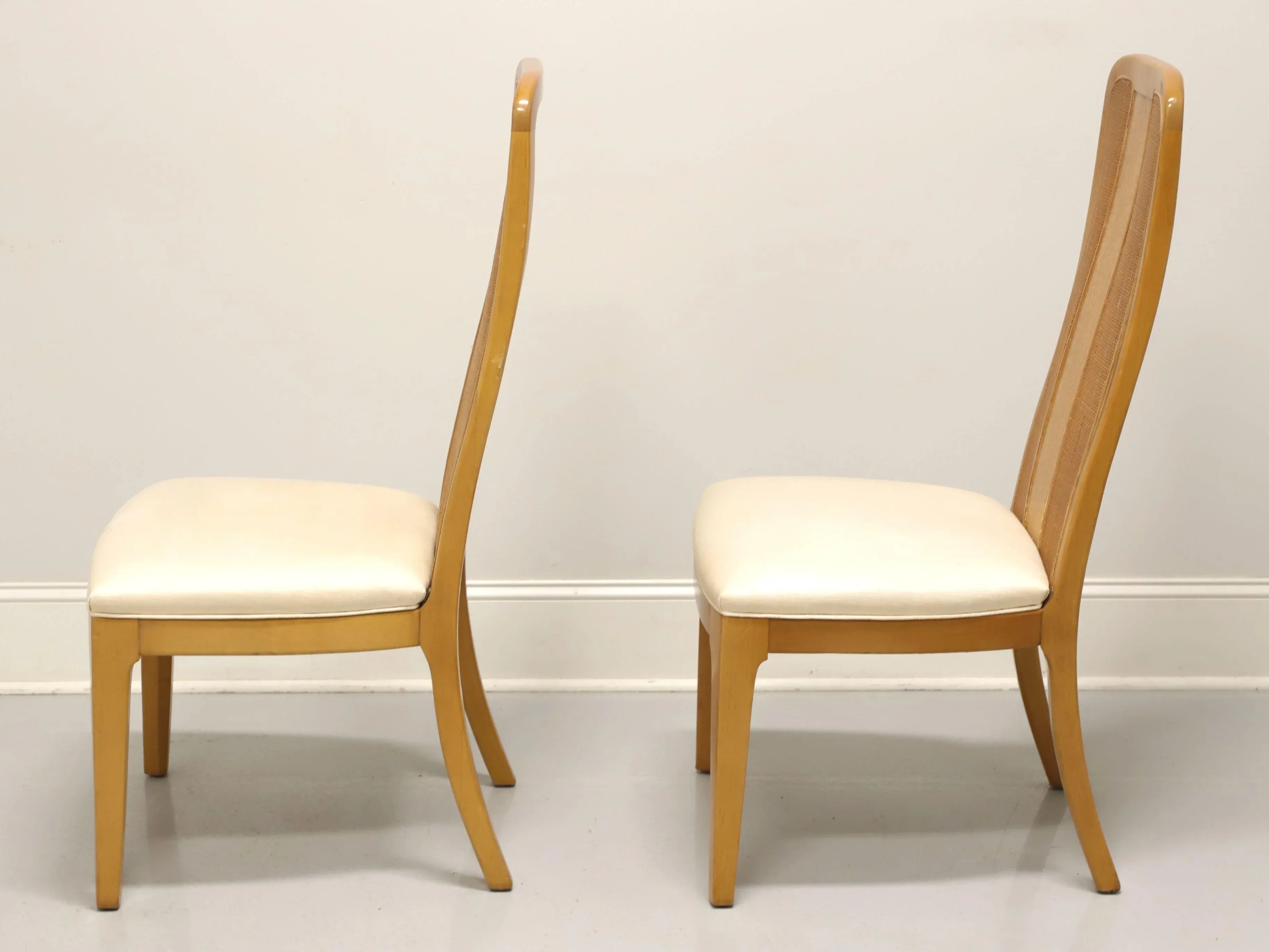 Bernhardt Caned Burl Maple Contemporary Dining Side Chair Pair A