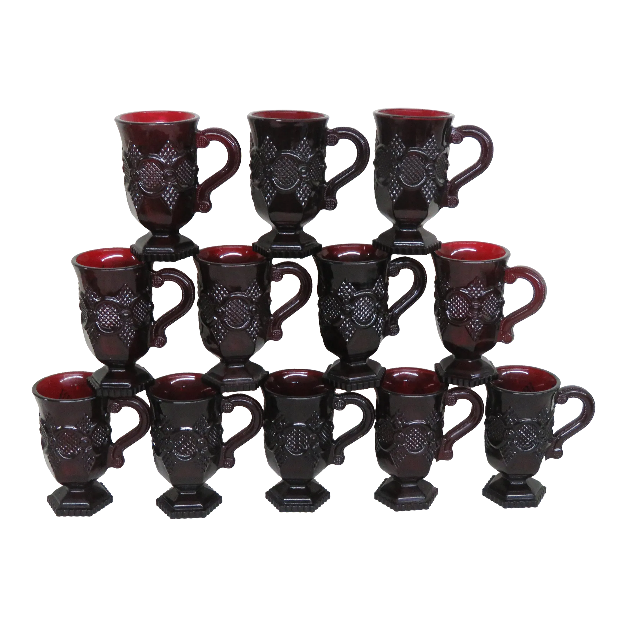 Avon 1876 Cape Cod Collection Set of 12 Footed Pedestal Mugs Cups 4206b