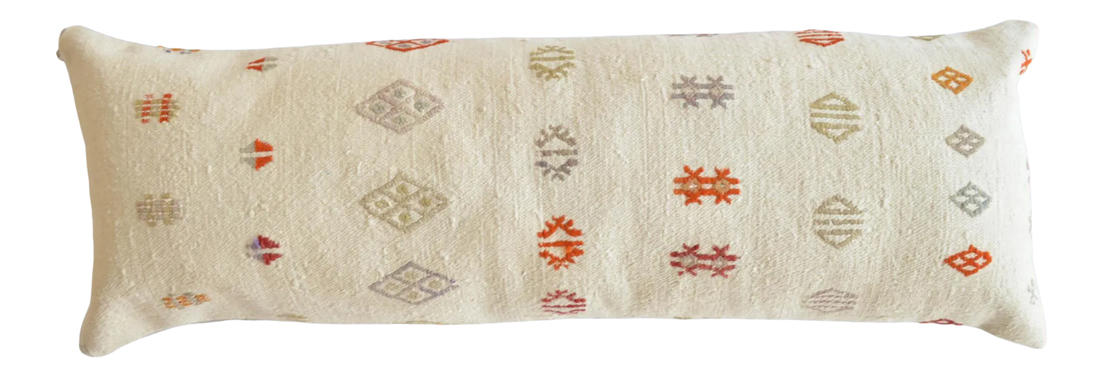 1970s Turkish Kilim Lumbar Pillow Cover Handmade Wedding Pillow 13\