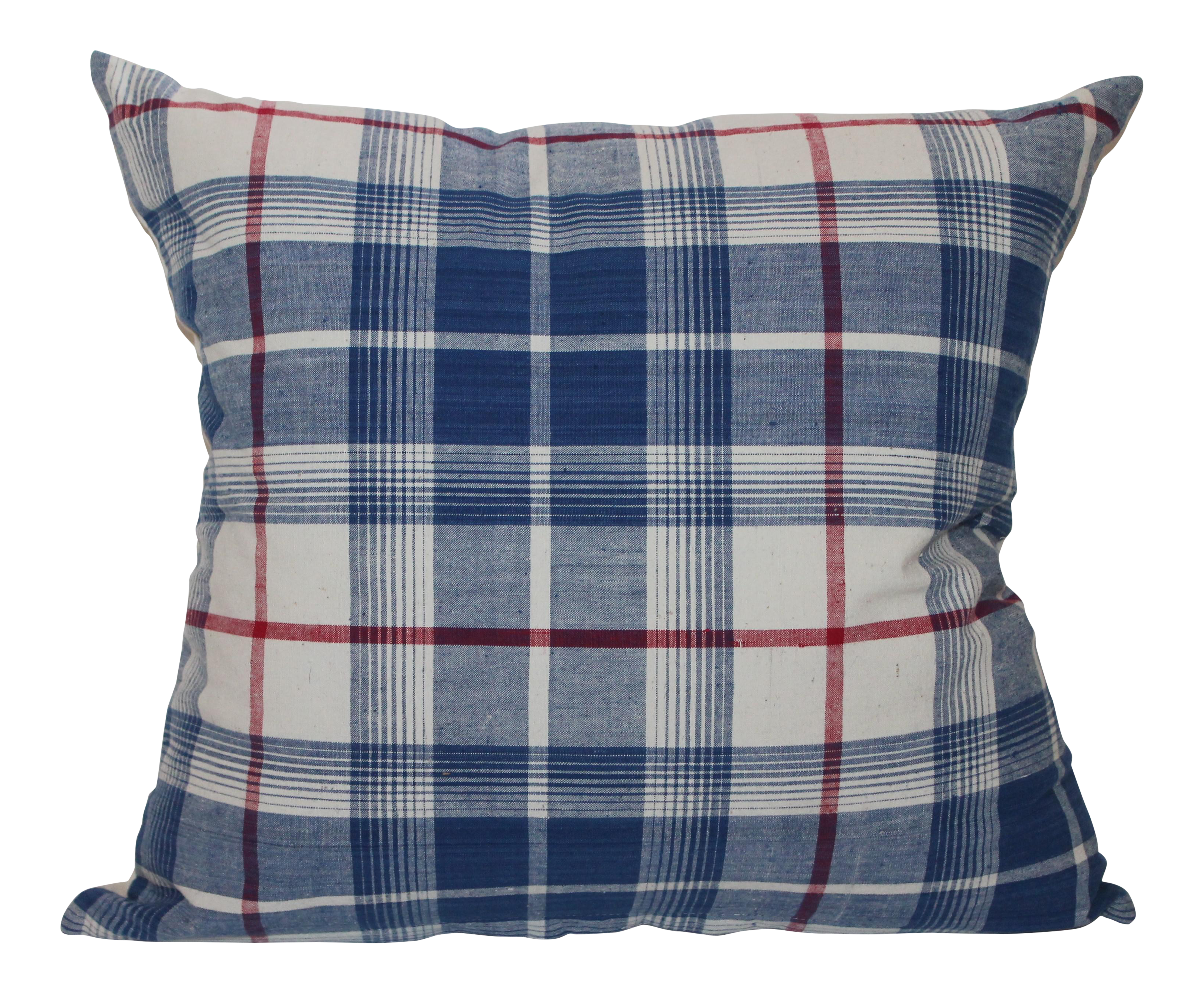 Striped Blue White And Red Plaid Pillow Chairish