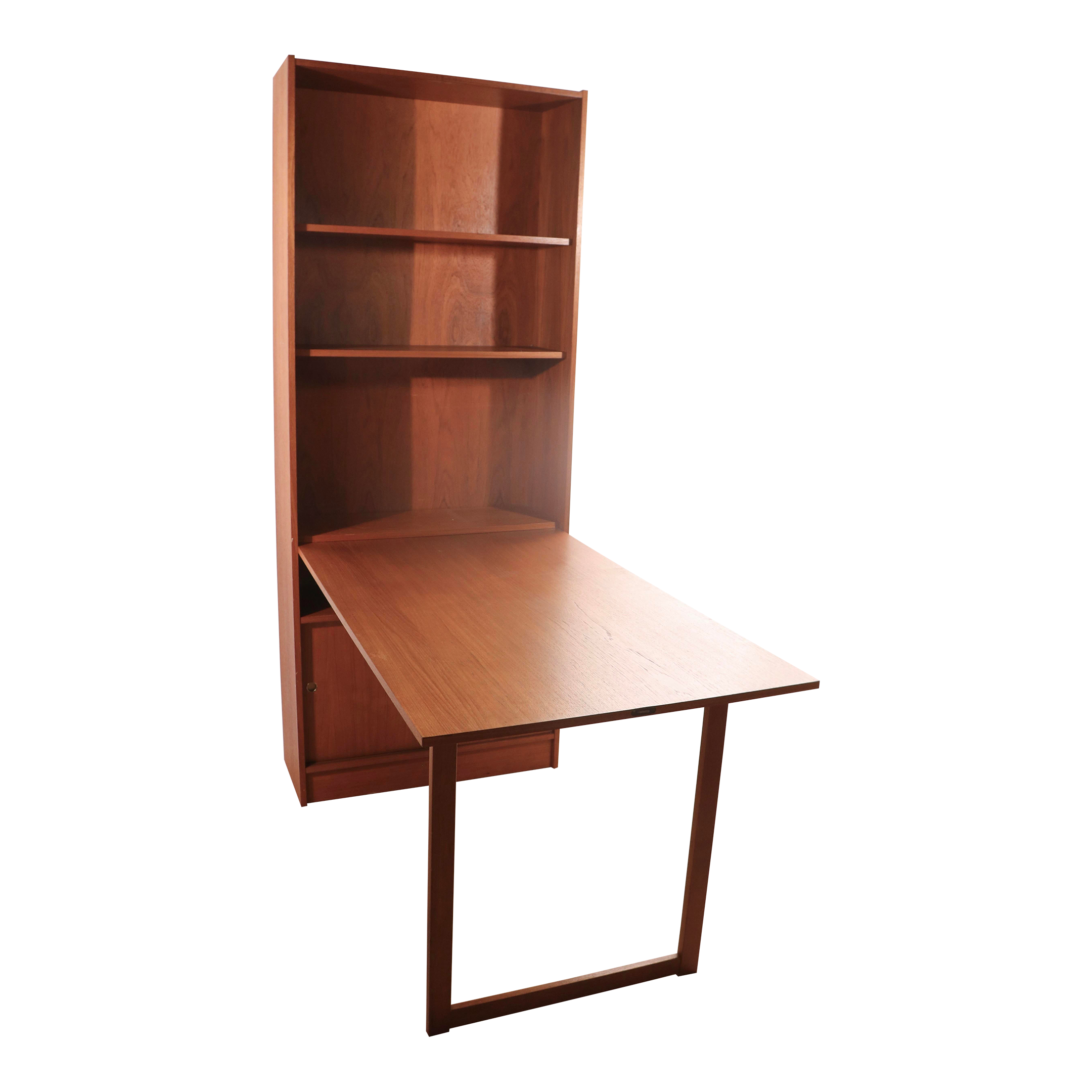 Danish Mid Century Modern Teak Bookcase Desk Wall Unit 19601970's