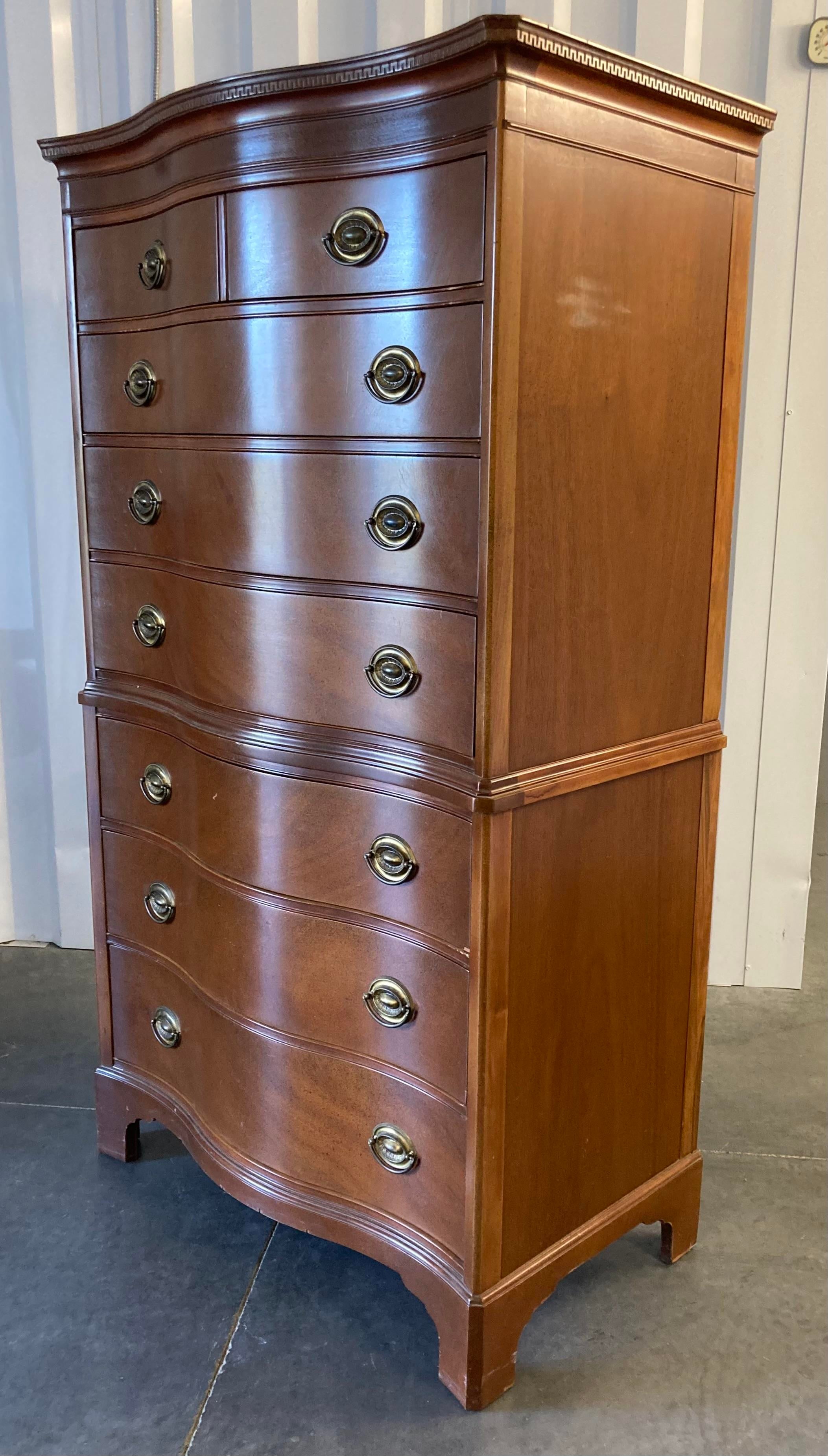 1970s Drexel Travis Court Serpentine Highboy Chest Drawers
