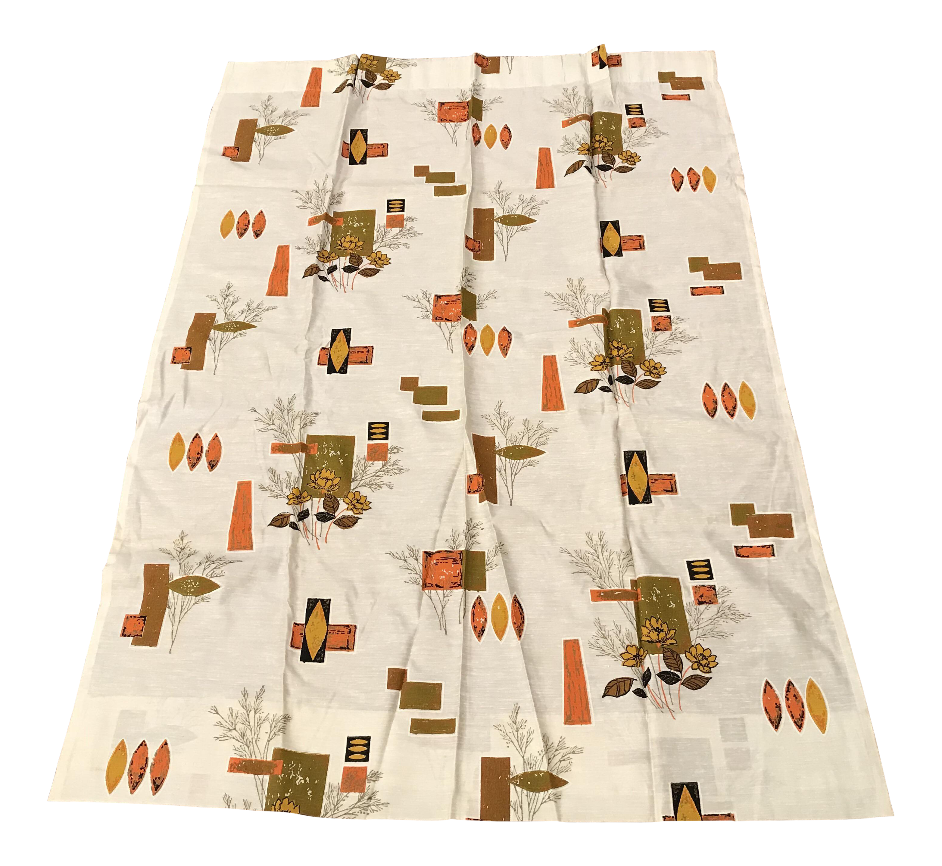 Mid Century Modern Style Patterned Beige Drapes Chairish