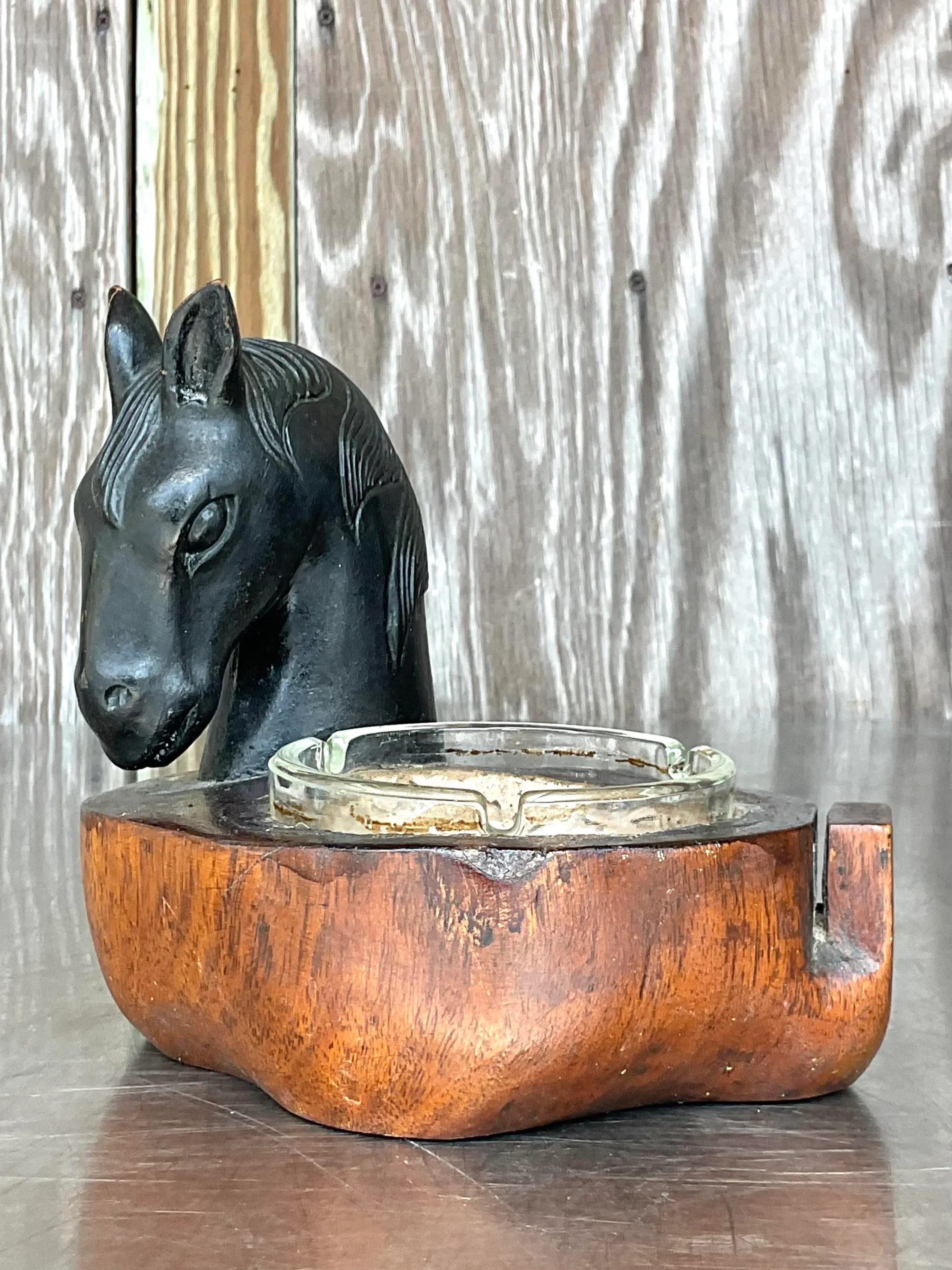 Vintage Boho Ceramic Horsehead Ashtray | Chairish