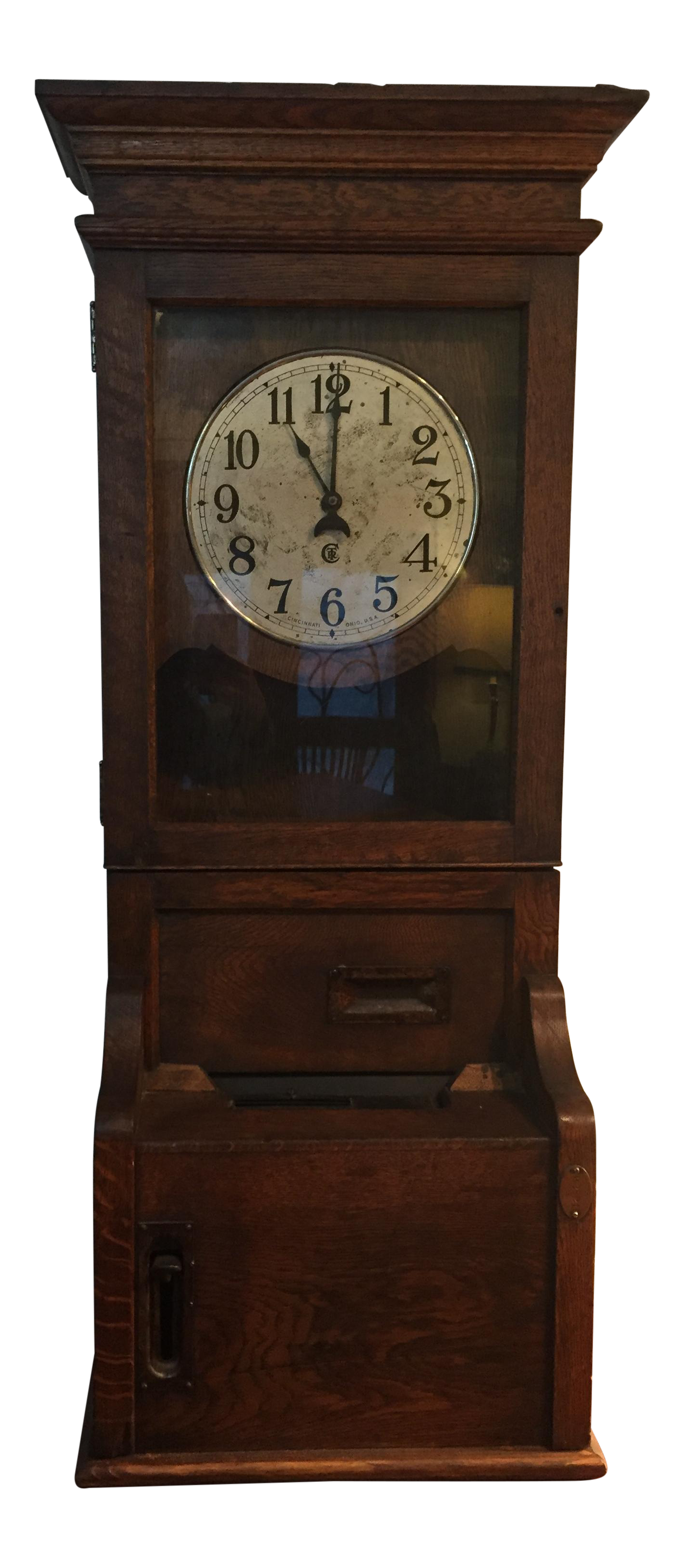 Antique Time Clock Punch Recorder Made of Quartersawn Oak Chairish