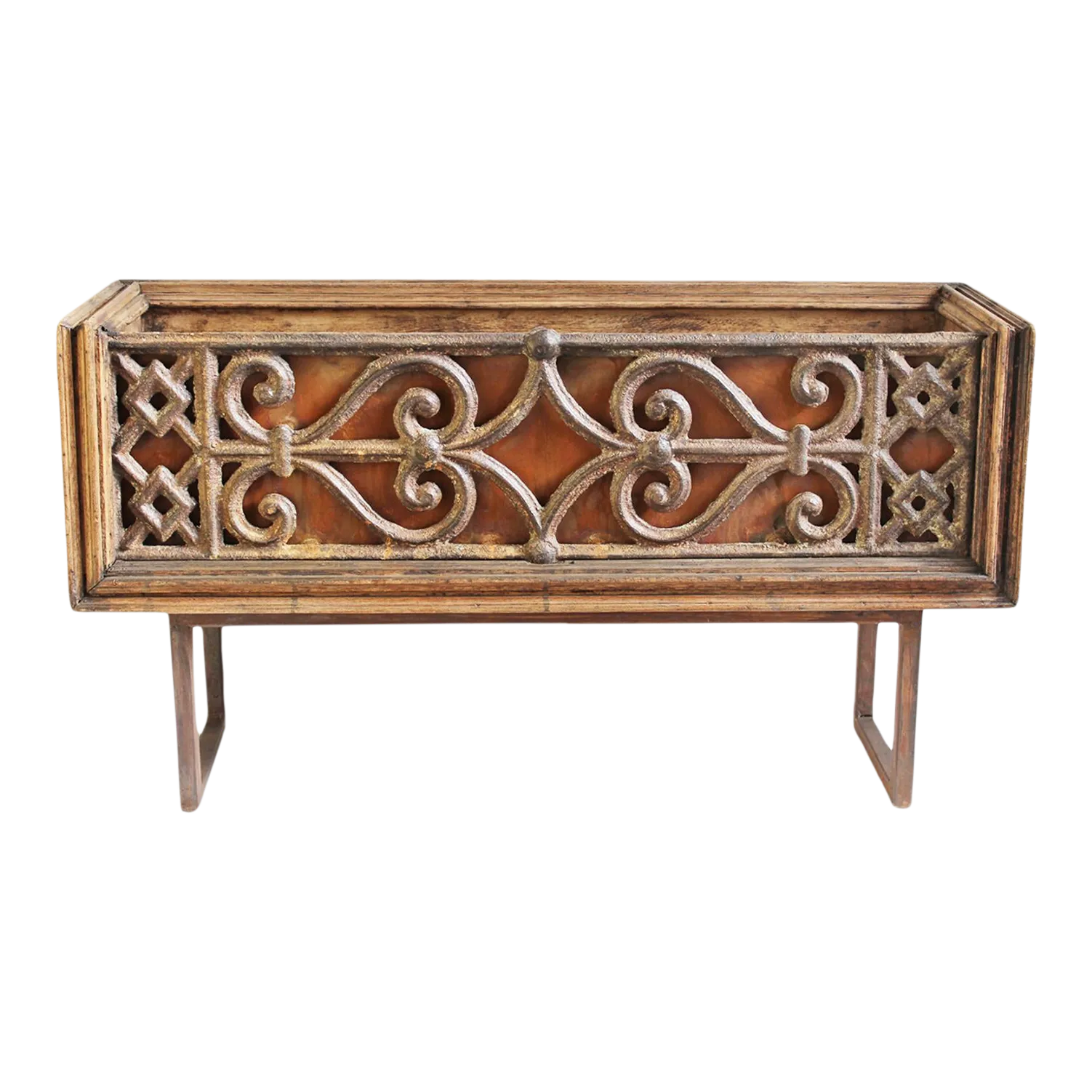 Vintage Cast Iron & Wood Balustrade Box Chairish