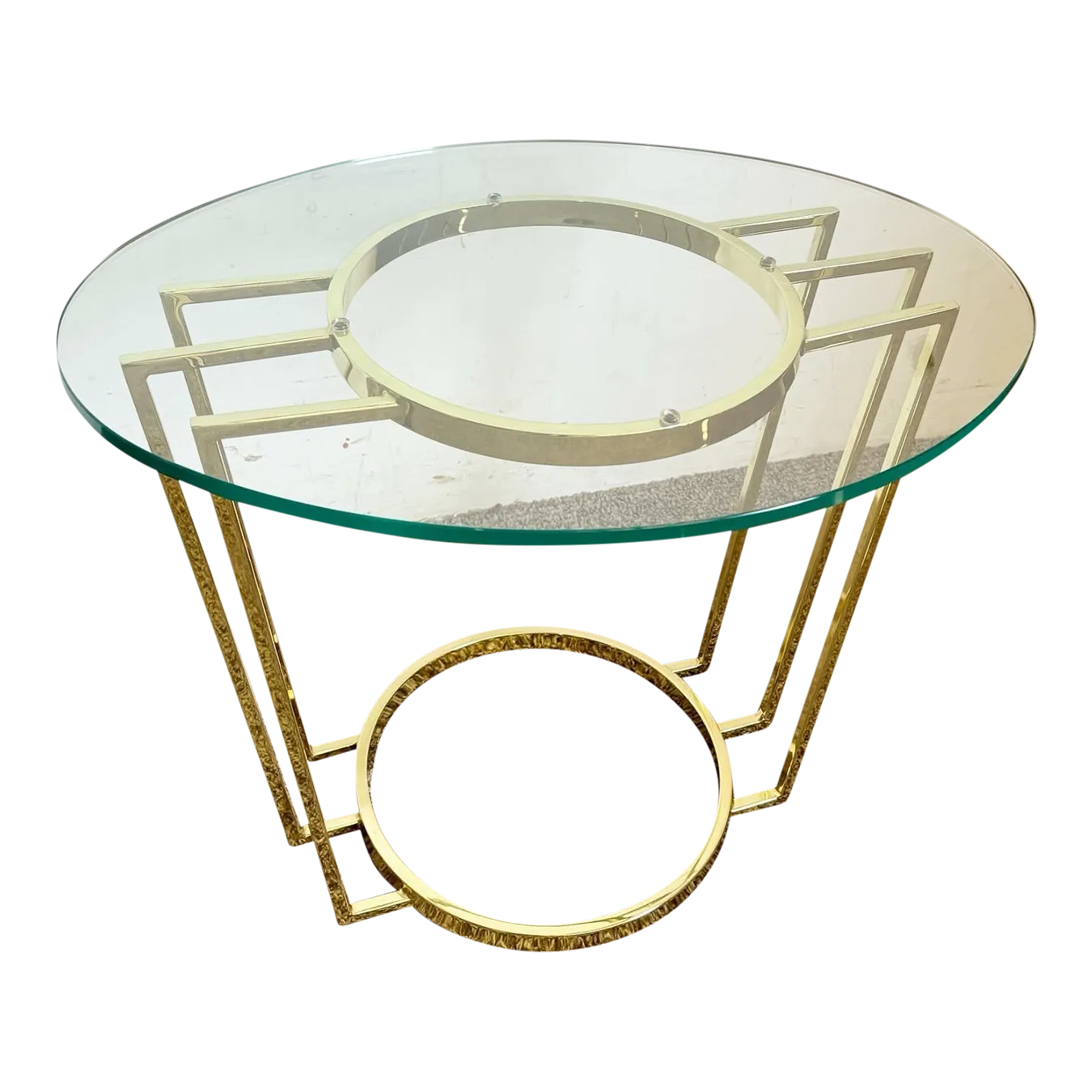 Art Deco Gold Oval Glass Top Side Table Chairish