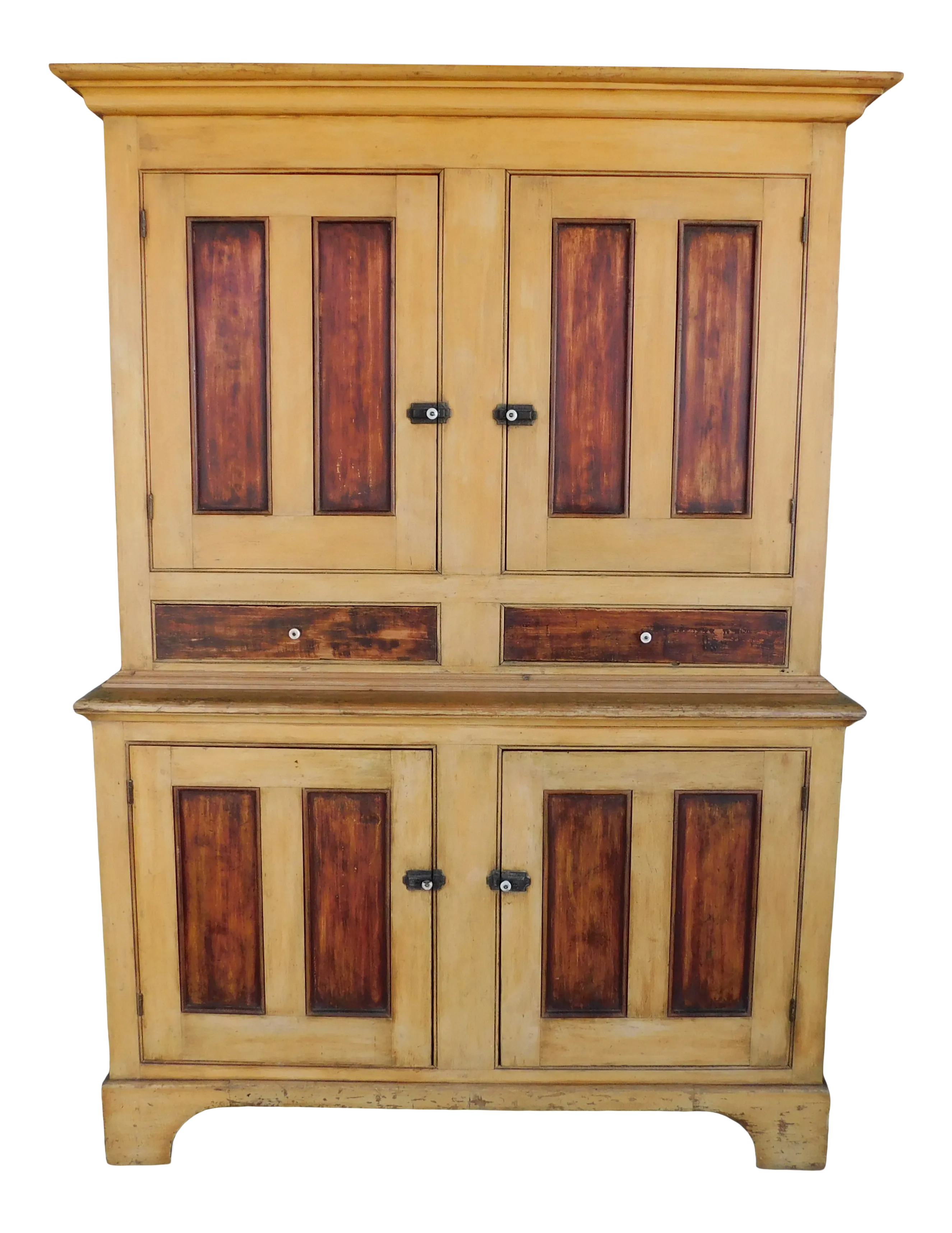 Antique Primitive 2pc Step Back Cupboard 56\