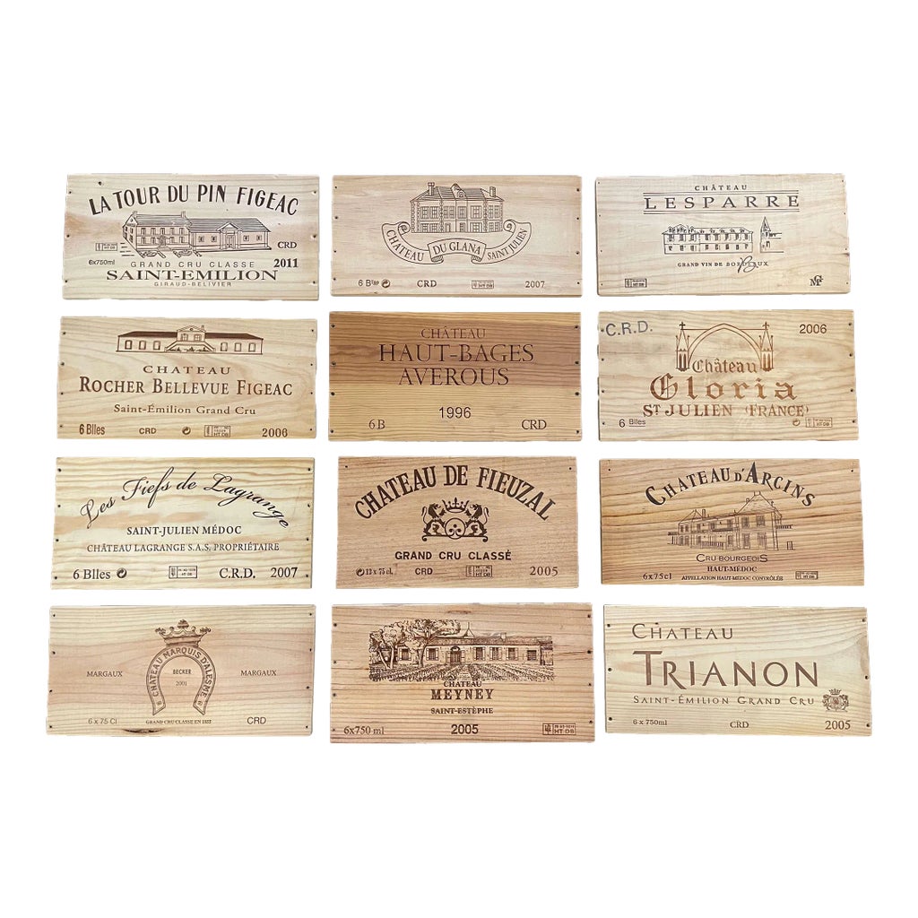 Vintage French Wooden Wine Crate Box Labels, Set of 12 | Chairish