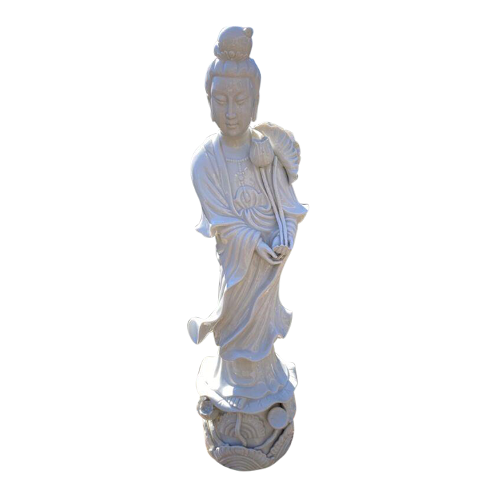 Mid 20th Century 24” Chinese Guanyin KwanYin Bodhisattva Goddess Blanc