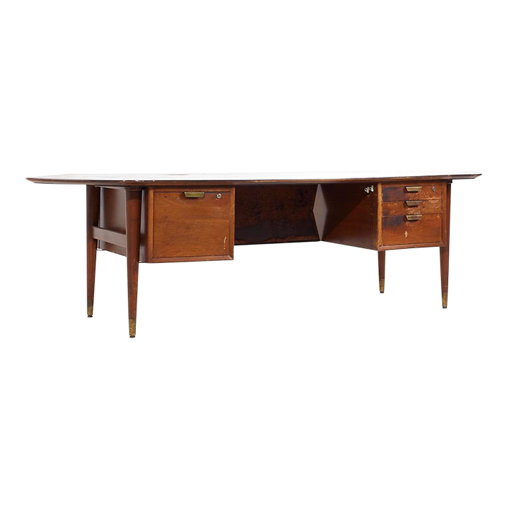 Standard Furniture Mid Century Walnut Boomerang Executive Desk Chairish