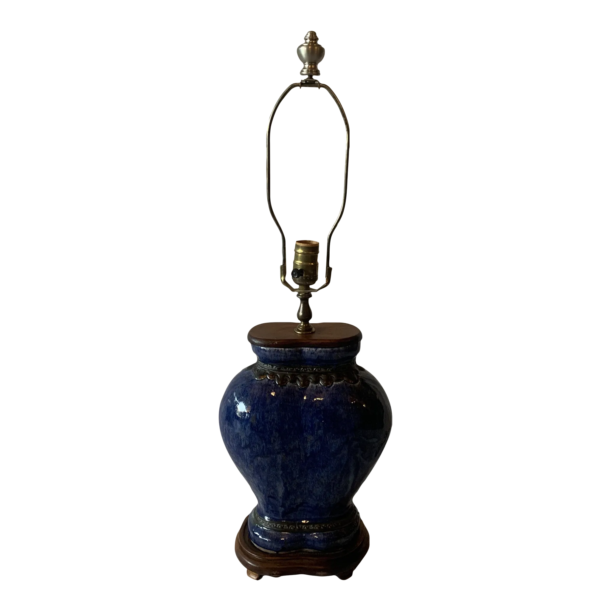 Early 19th Century Chinese Oval Blue Porcelain Vase Lamp Chairish