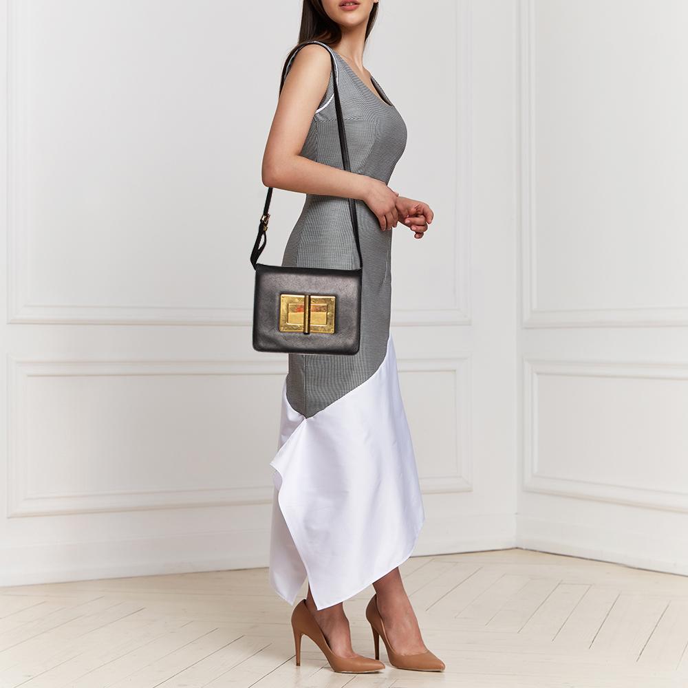 Tom Ford Black Leather Large Natalia Shoulder Bag Chairish