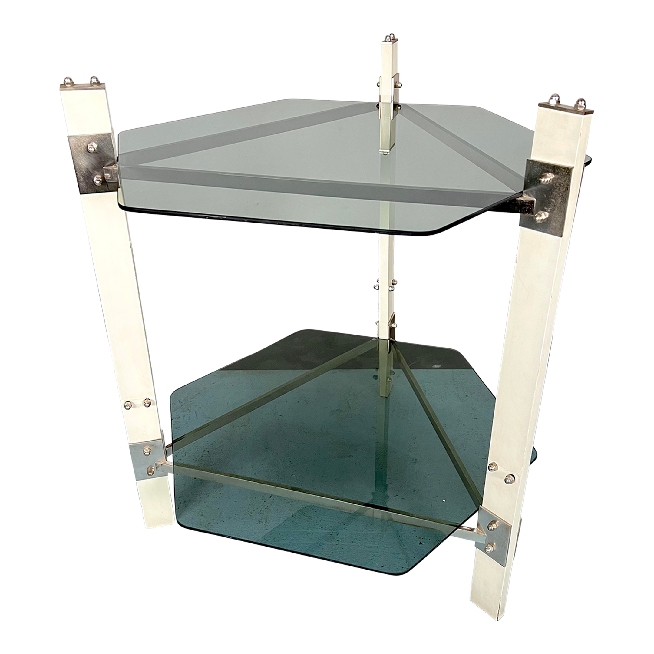 Vintage Wood and Smoked Glass Side Table. Italy 1970s Chairish