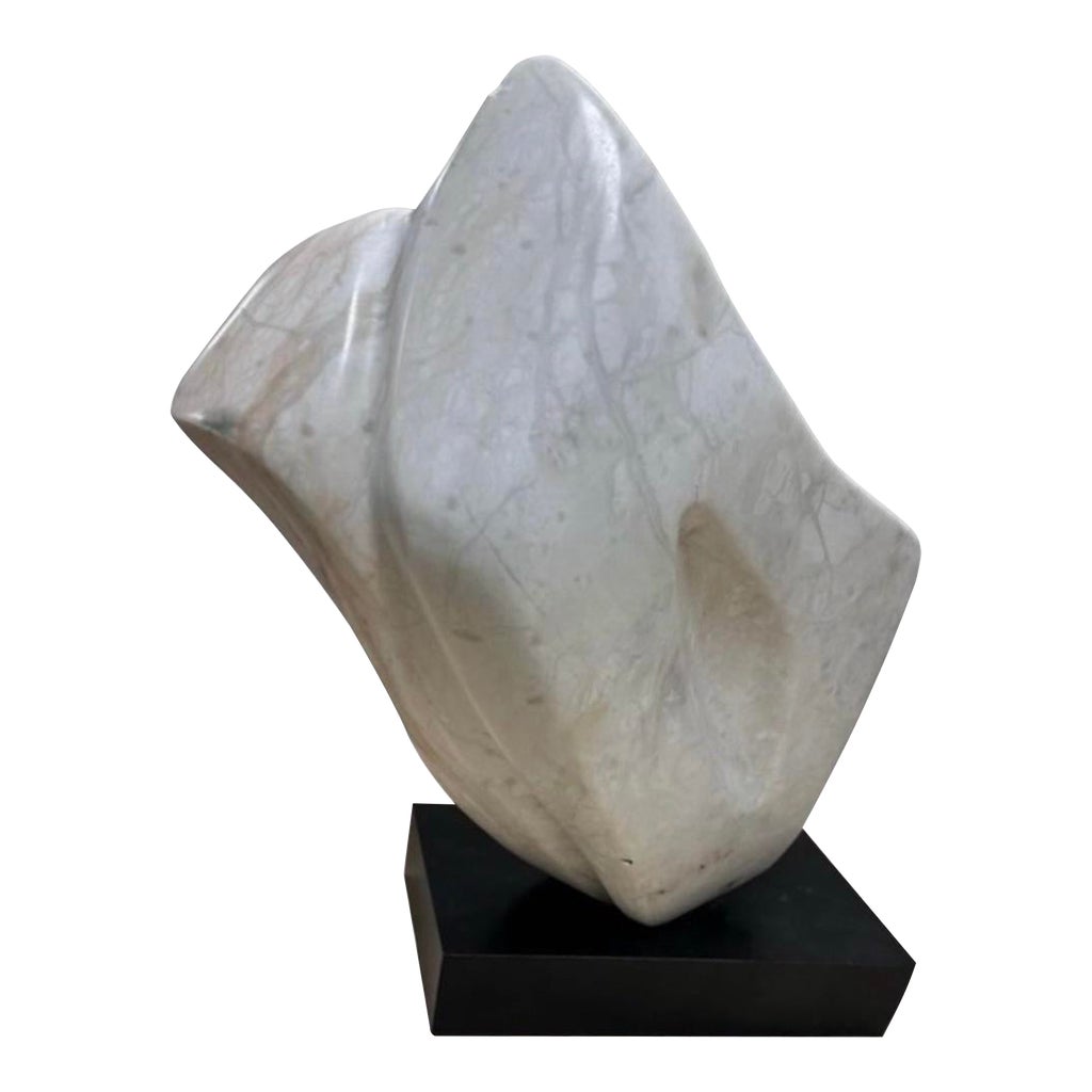 1970s Large Abstract Sculpture in White Marble | Chairish