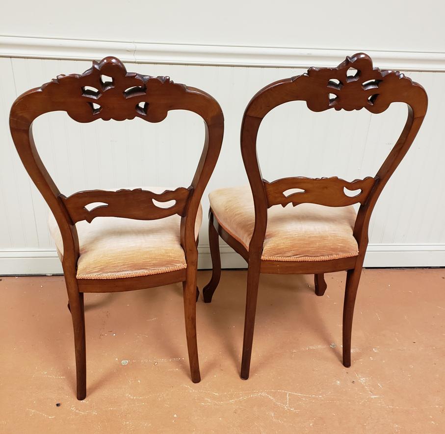 19th C Victorian Carved Rosewood Balloon Back Chair 2 Available