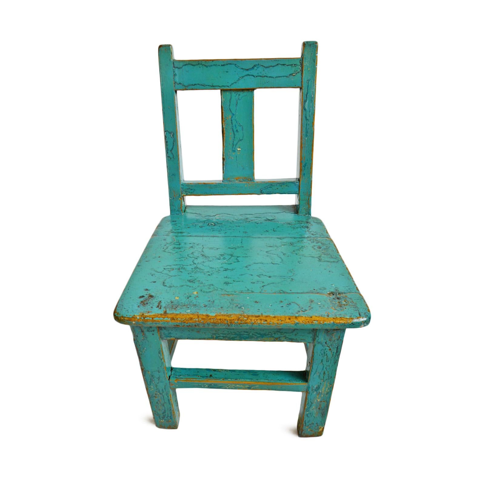 Vintage Turquoise Blue Children's Chair | Chairish