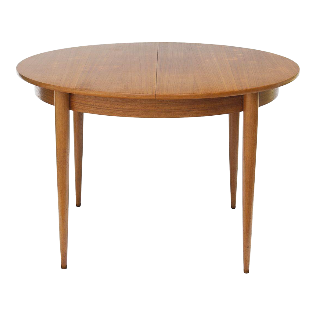 Round Scandinavian Teak Dining Table With Butterfly Leaf Chairish