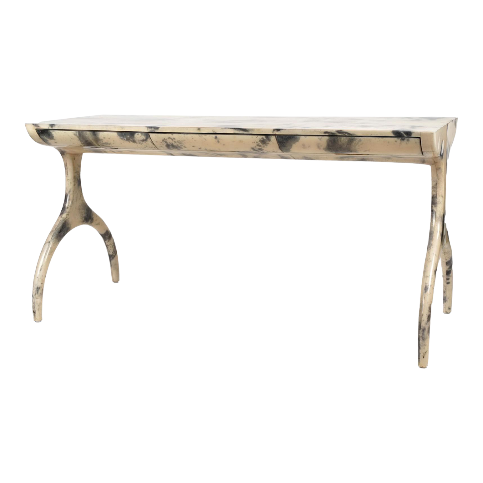 Mid Century Modern Parchment Console Table Desk W Wishbone Legs Chairish
