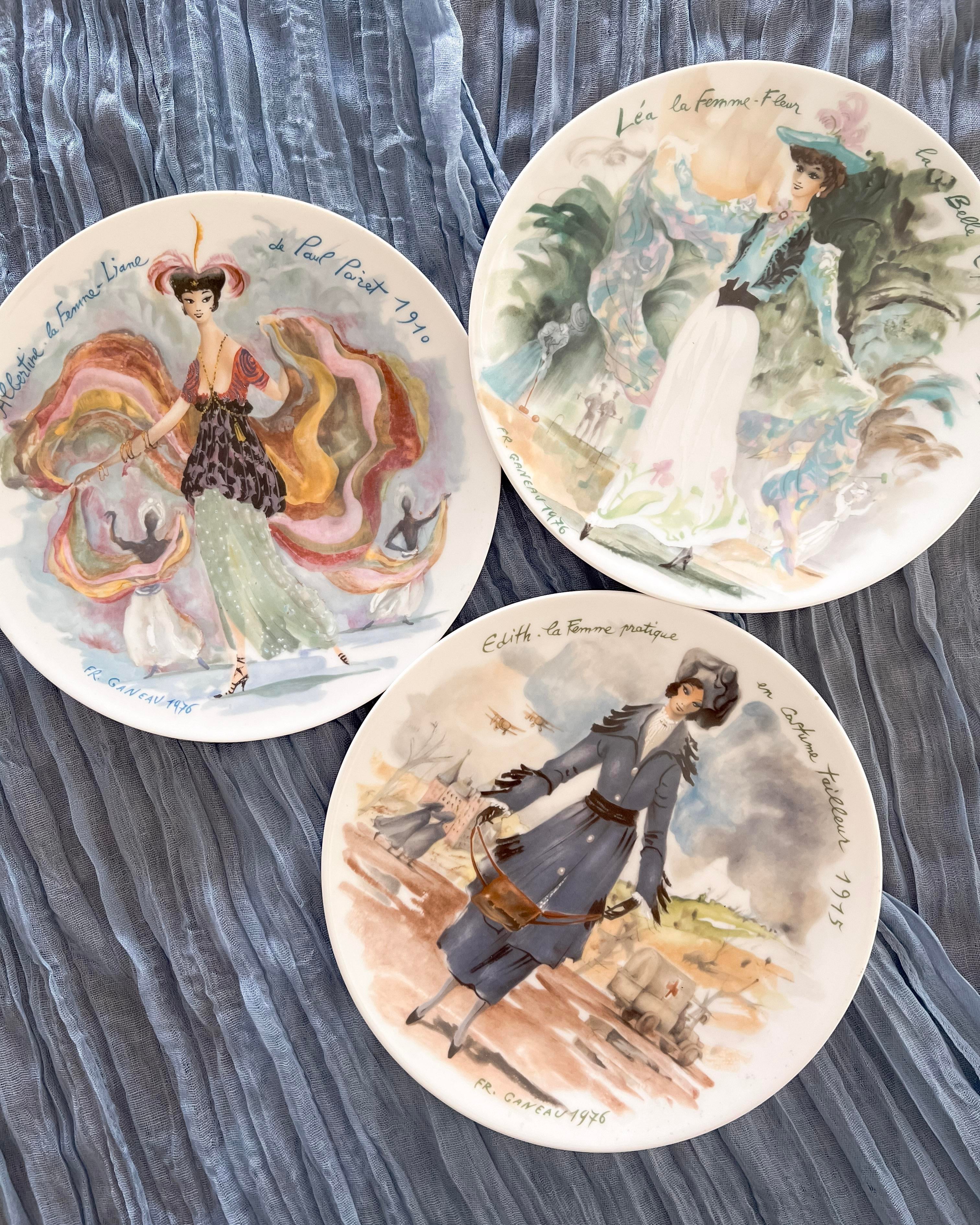 1970s Full Set of 12 D'Arceau Limoges “Les Femmes Du Siècle