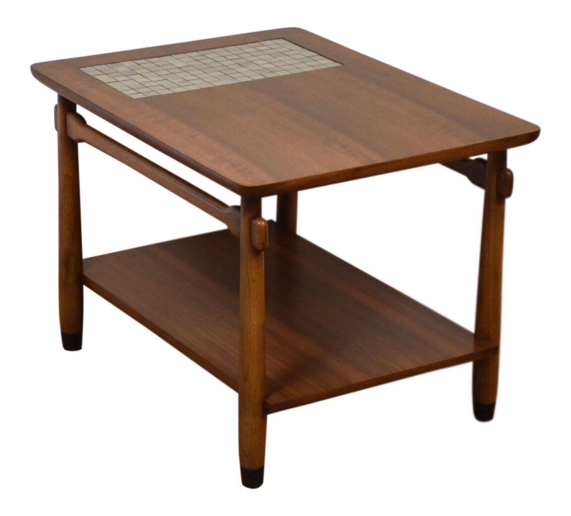 Lane Walnut & Tile End Table Chairish