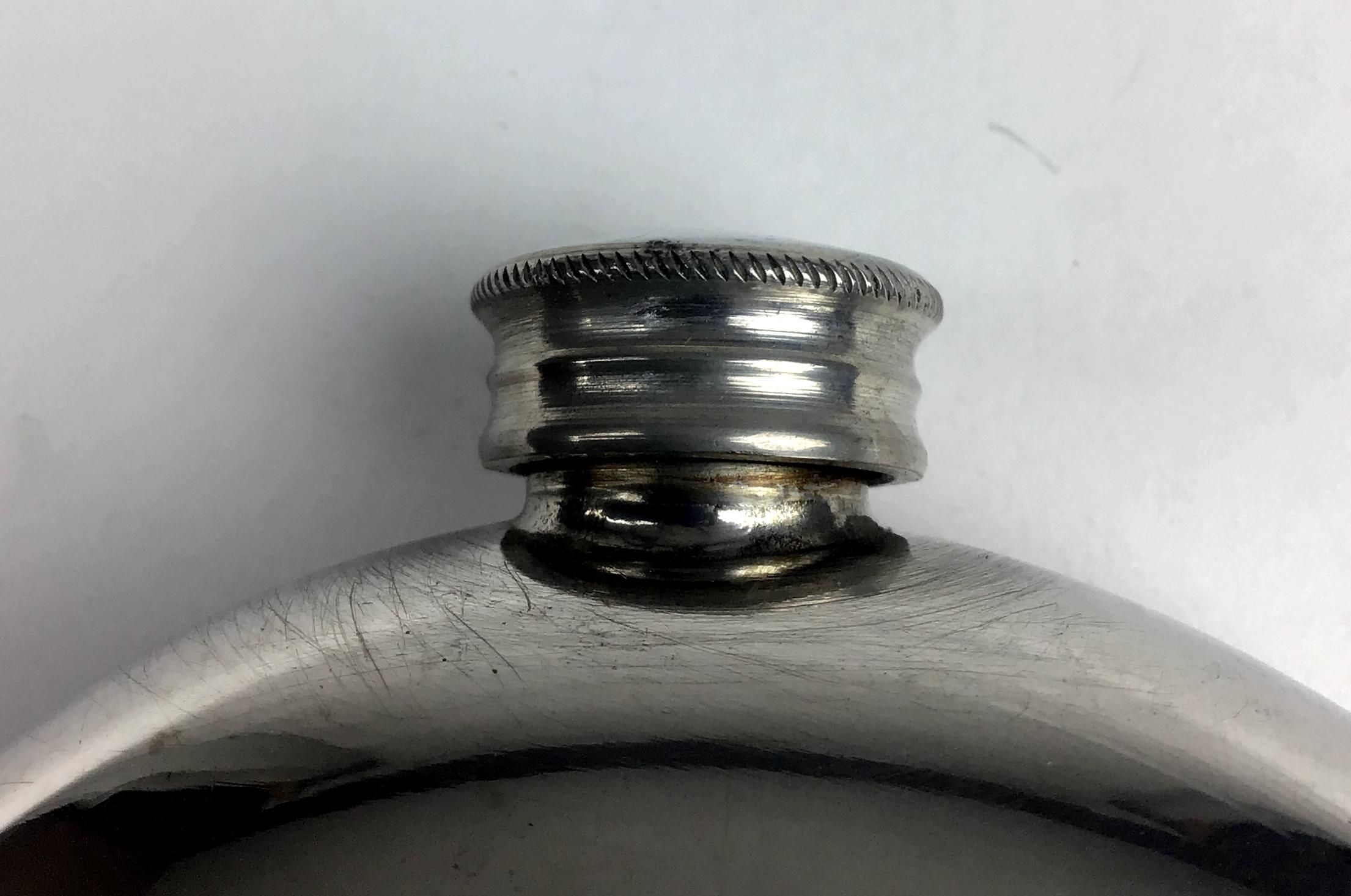Vintage 1980s Sheffield English Pewter Round Flask | Chairish