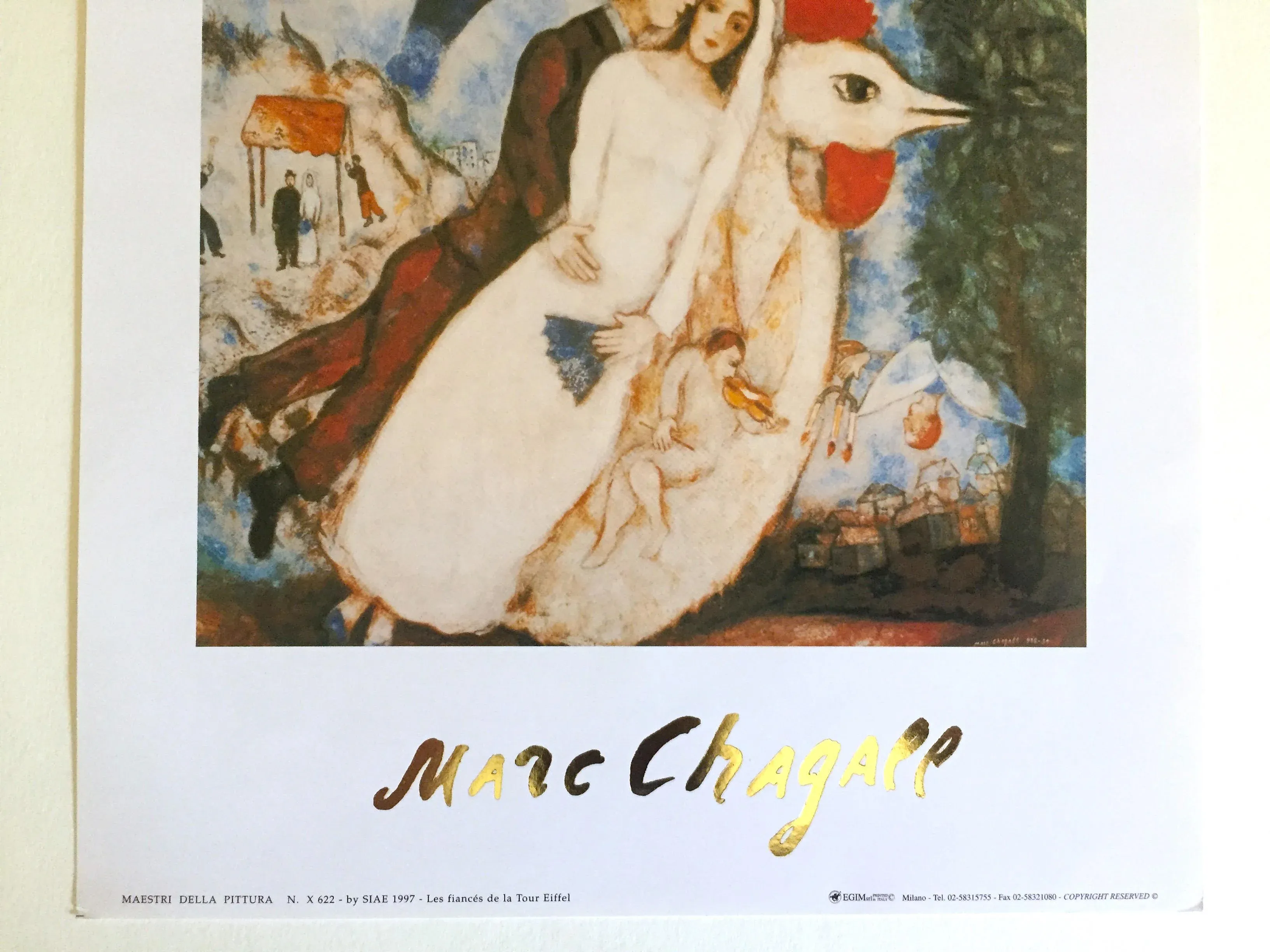 Marc Chagall Vintage 1997 Expressionist Lithograph Print 