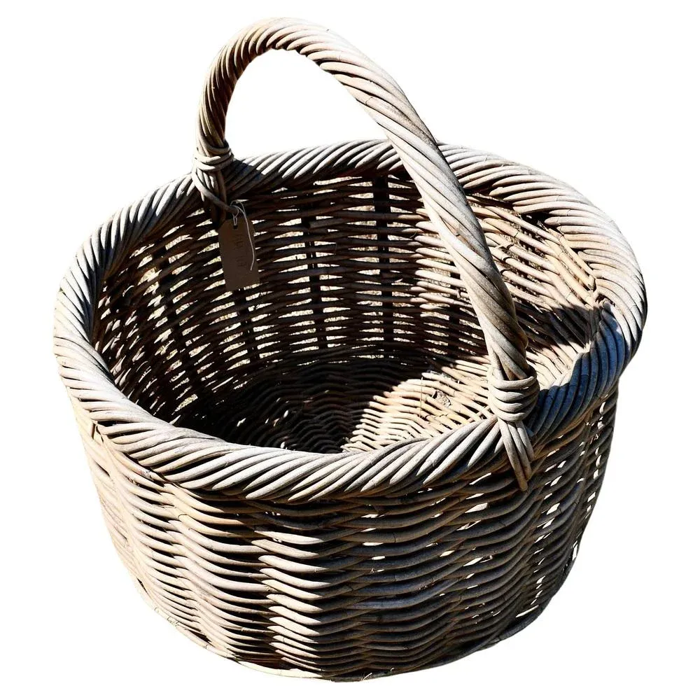 Large Antique French Wicker Bread Basket, 1900 | Chairish