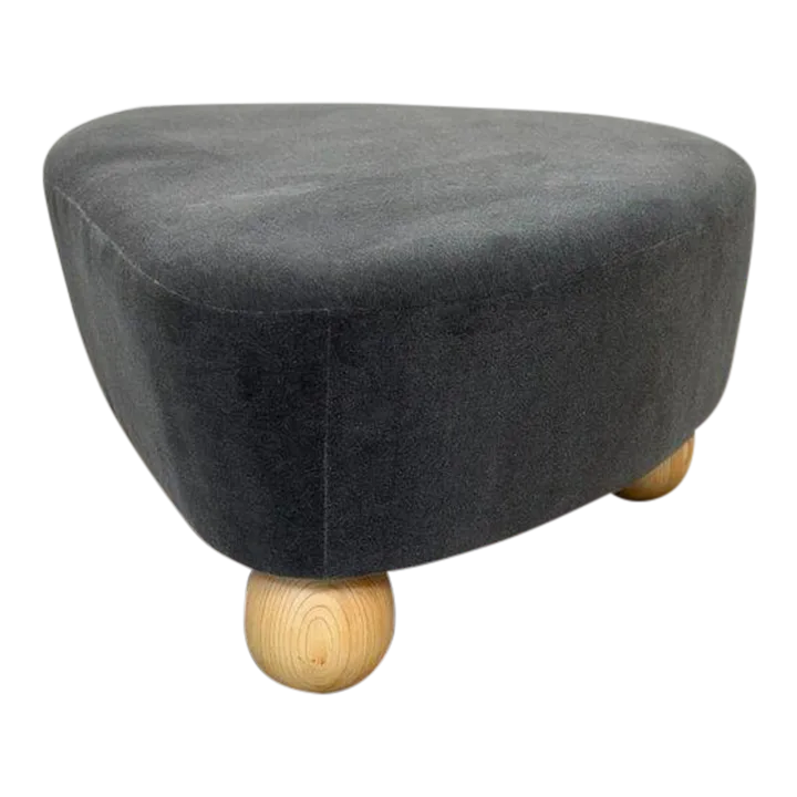 Image showcasing Wedge Ottoman on Hand Turned Ball Legs | Chairish