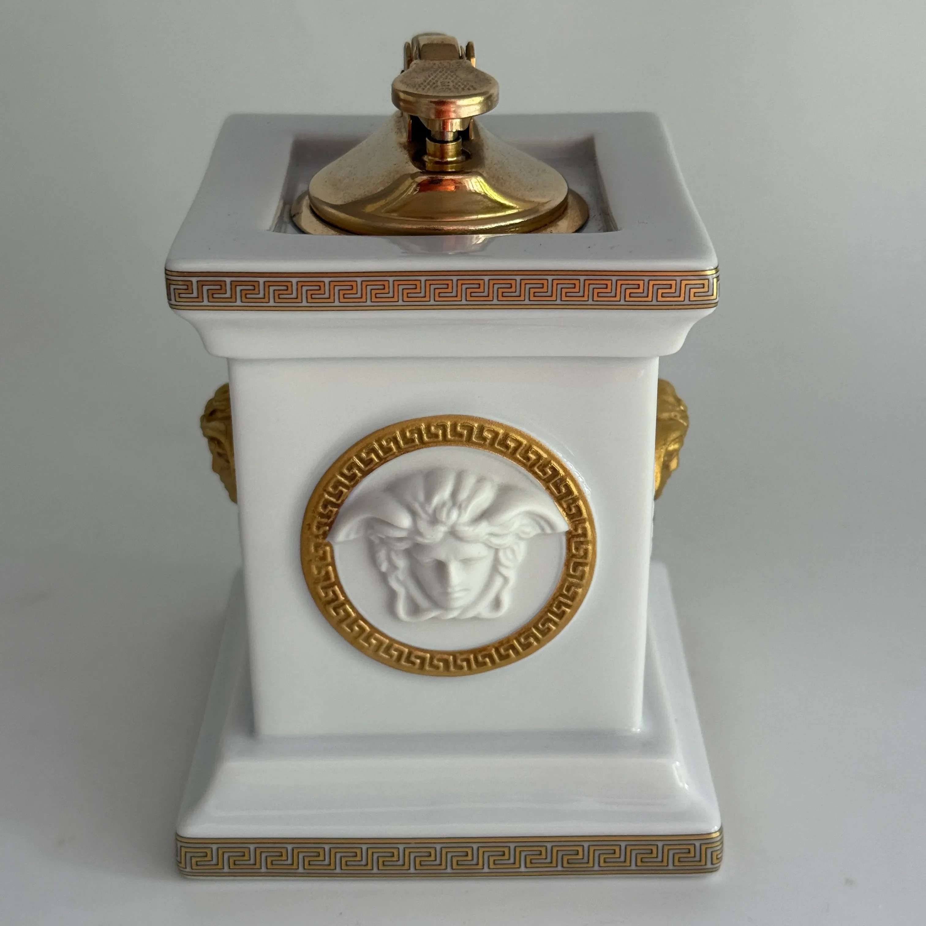 White and Gold Table Lighter Gorgona by Versace for Rosenthal