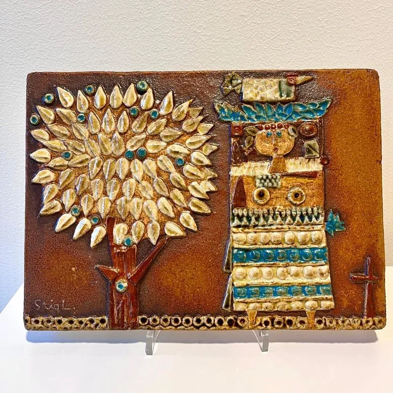 Stoneware Wall Plaque by Stig Lindberg for Gustavsberg, 1950s