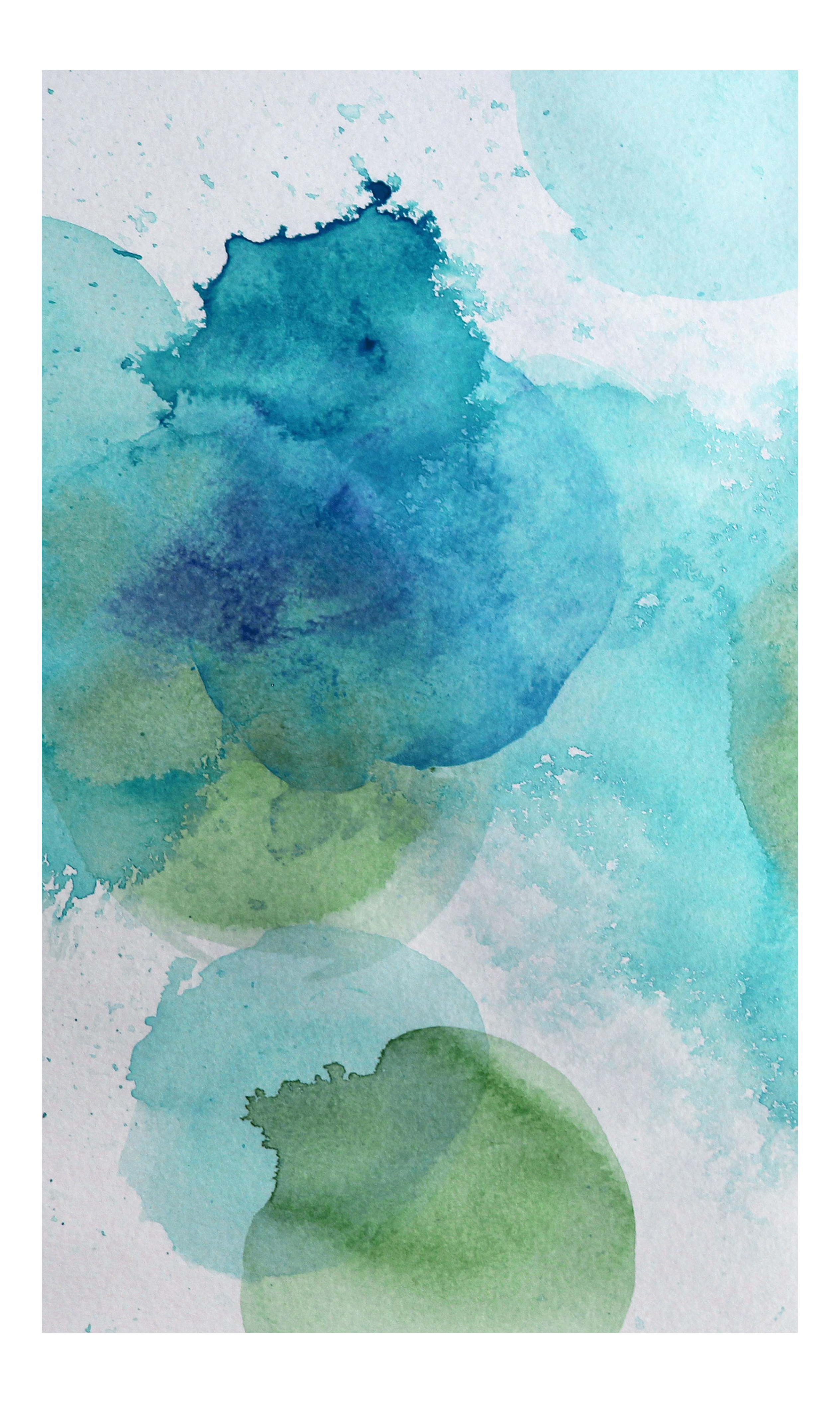 Abstract Watercolor Print Poster Of Blues And Greens Chairish