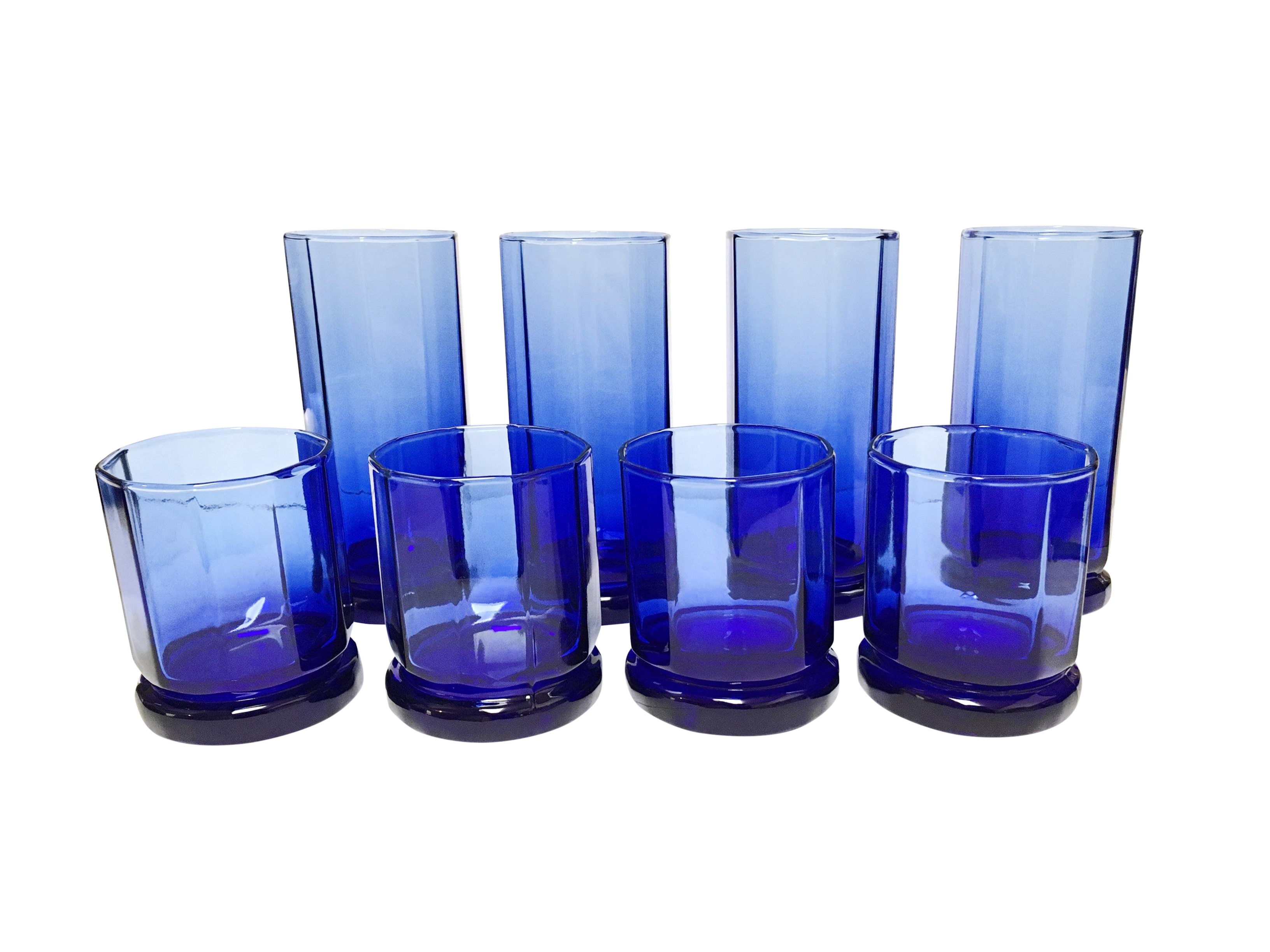 blue drinking glasses vintage