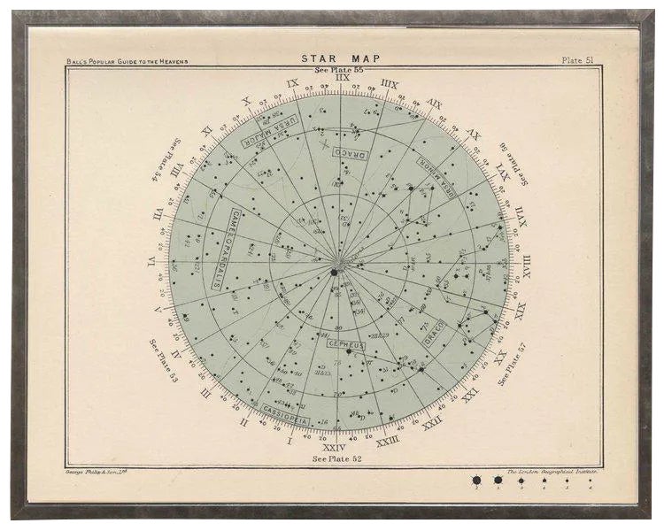 Large Round Constellation Star Map 51 - 19.25ʺ X 15.25ʺ | Chairish