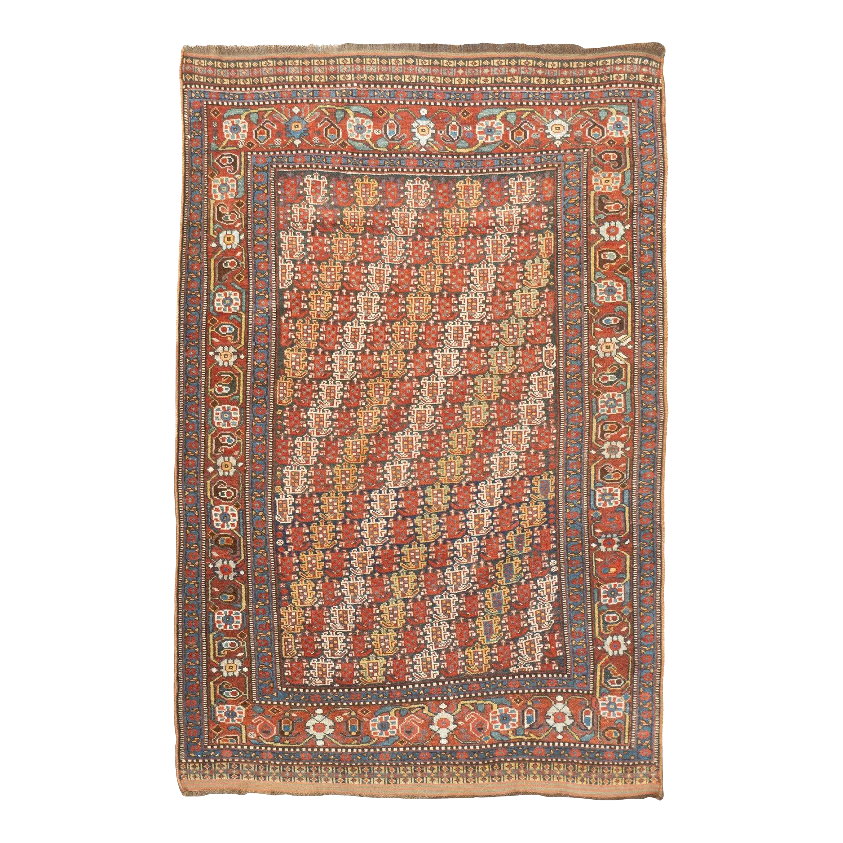 Late 18th Century Antique Persian Khamseh Rug 4'3'' x 6'4'' | Chairish