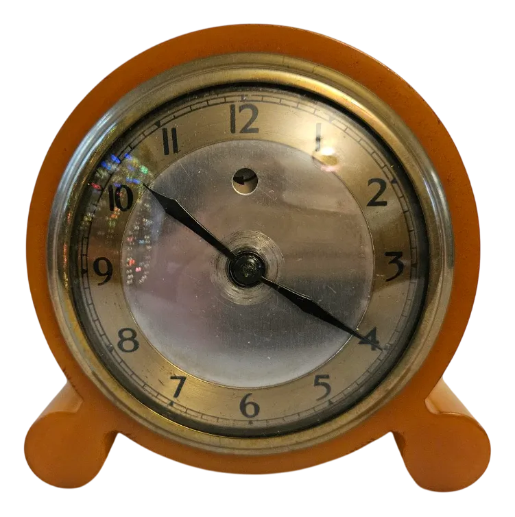 Art Deco Amber Phenolic Bakelite Clock, 1930s | Chairish