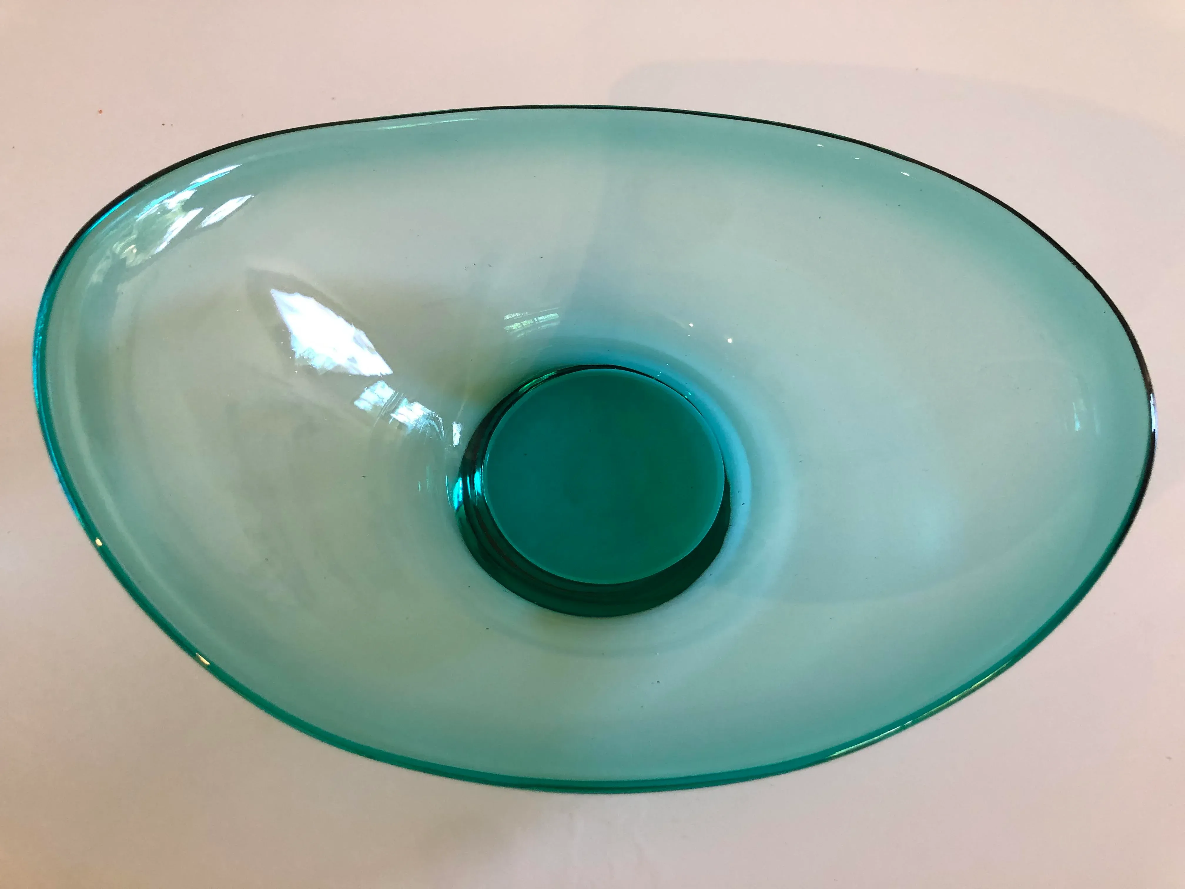 Vintage Per Lutken Holmegaard Turquoise Glass Atomic Mid-Century Danish Bowl Dish