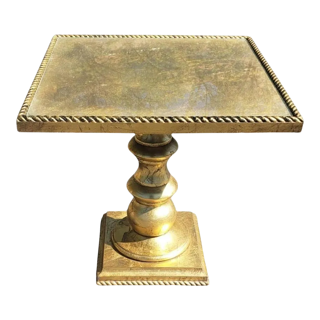 MidCentury Giltwood Pedestal Side Table With Rope Twist Gallery Chairish