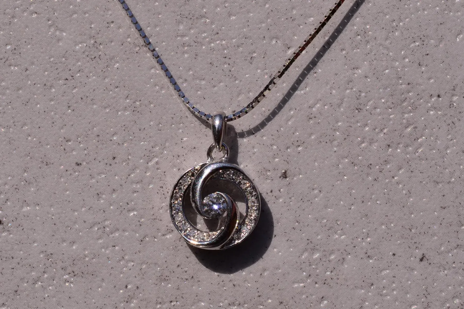 The 127th Street: Spiralized Diamond Necklace in White Gold