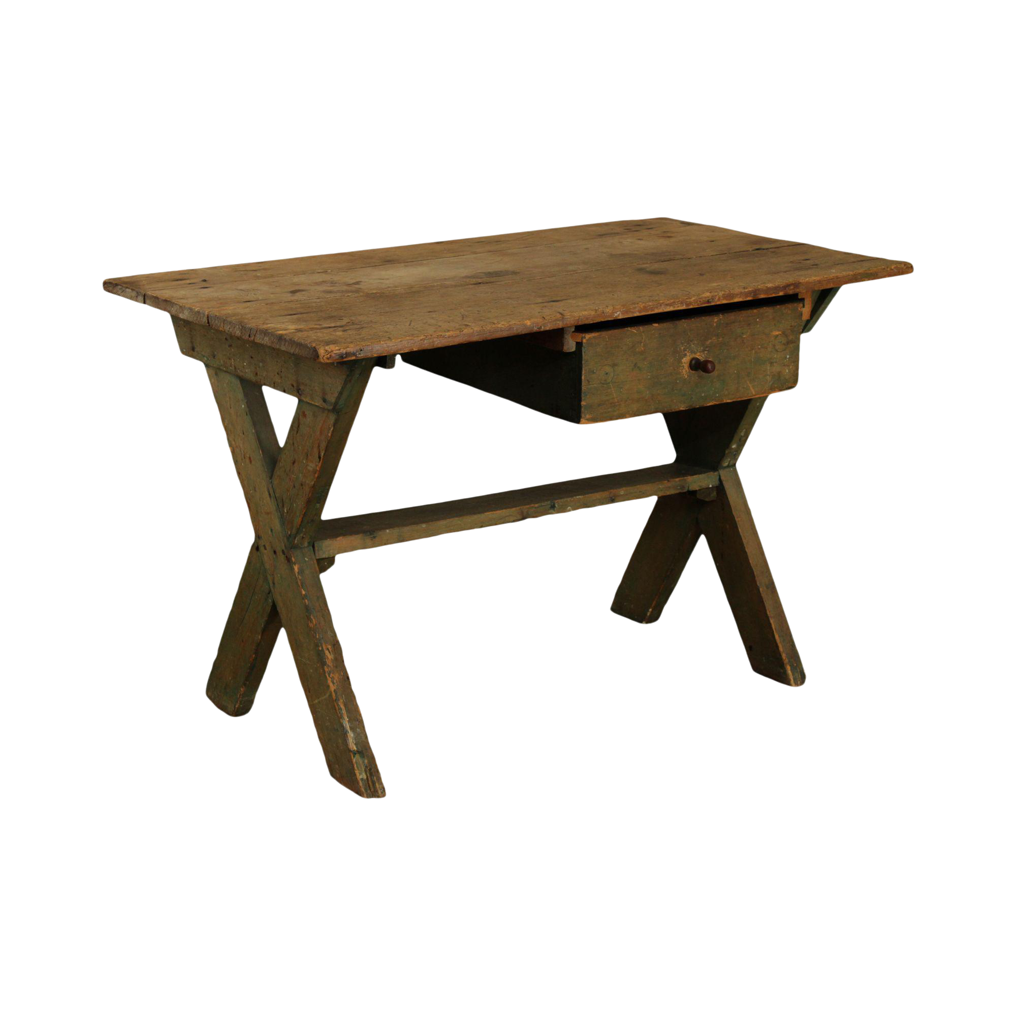Antique Pine Sawback Table or Desk With Drawer Chairish