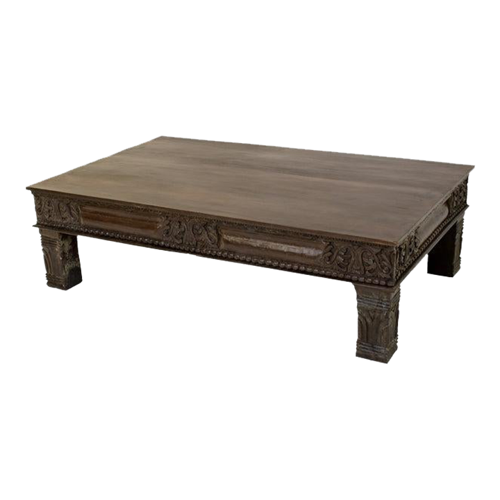 Transitional Style Carved Solid Wood Coffee Table Chairish
