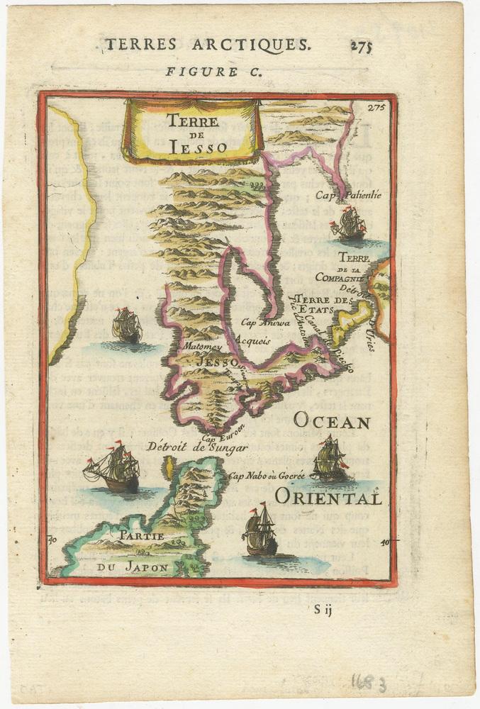 Mallet Map of Hokkaido by Alain Manesson, 1685 | Chairish