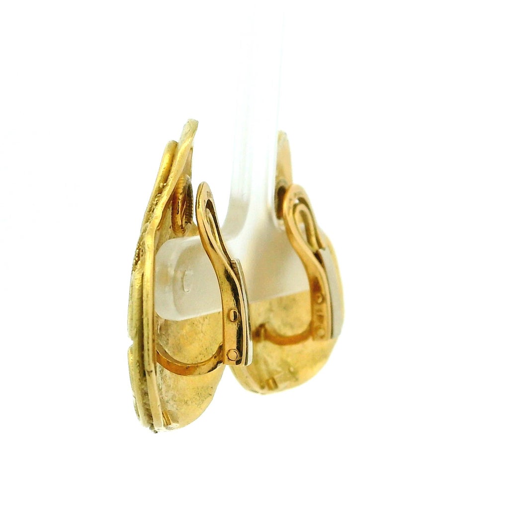 1970s Elizabeth Gage 18k Gold Sculptural Scroll Clip Earrings, A Pair