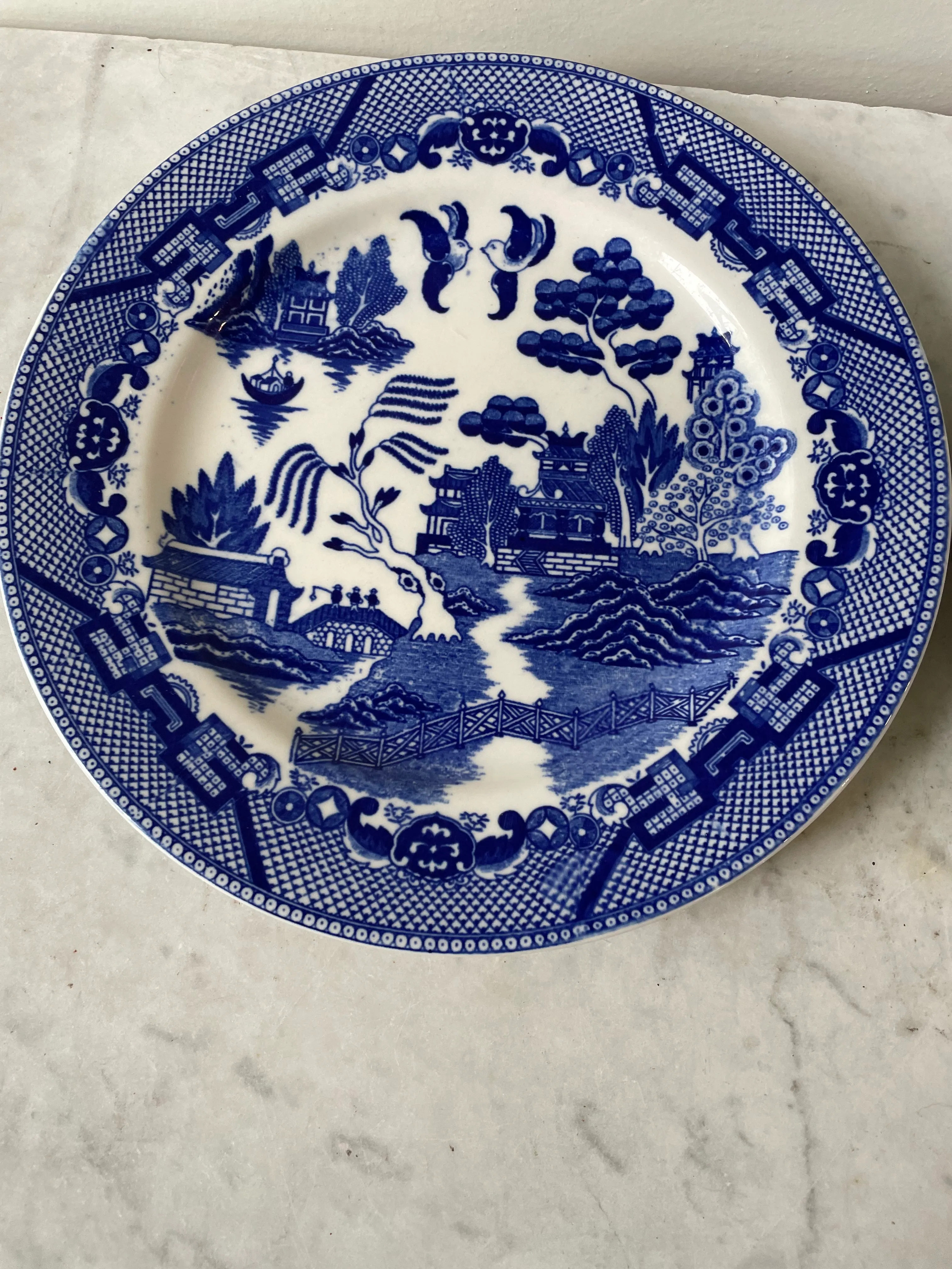 Vintage Blue Willow Dinner Plates - Pair, Made in Japan